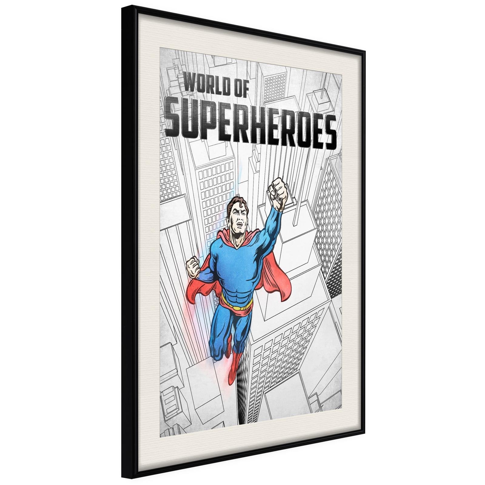 Inramad Poster / Tavla - Superhero - 40x60 Svart ram med passepartout