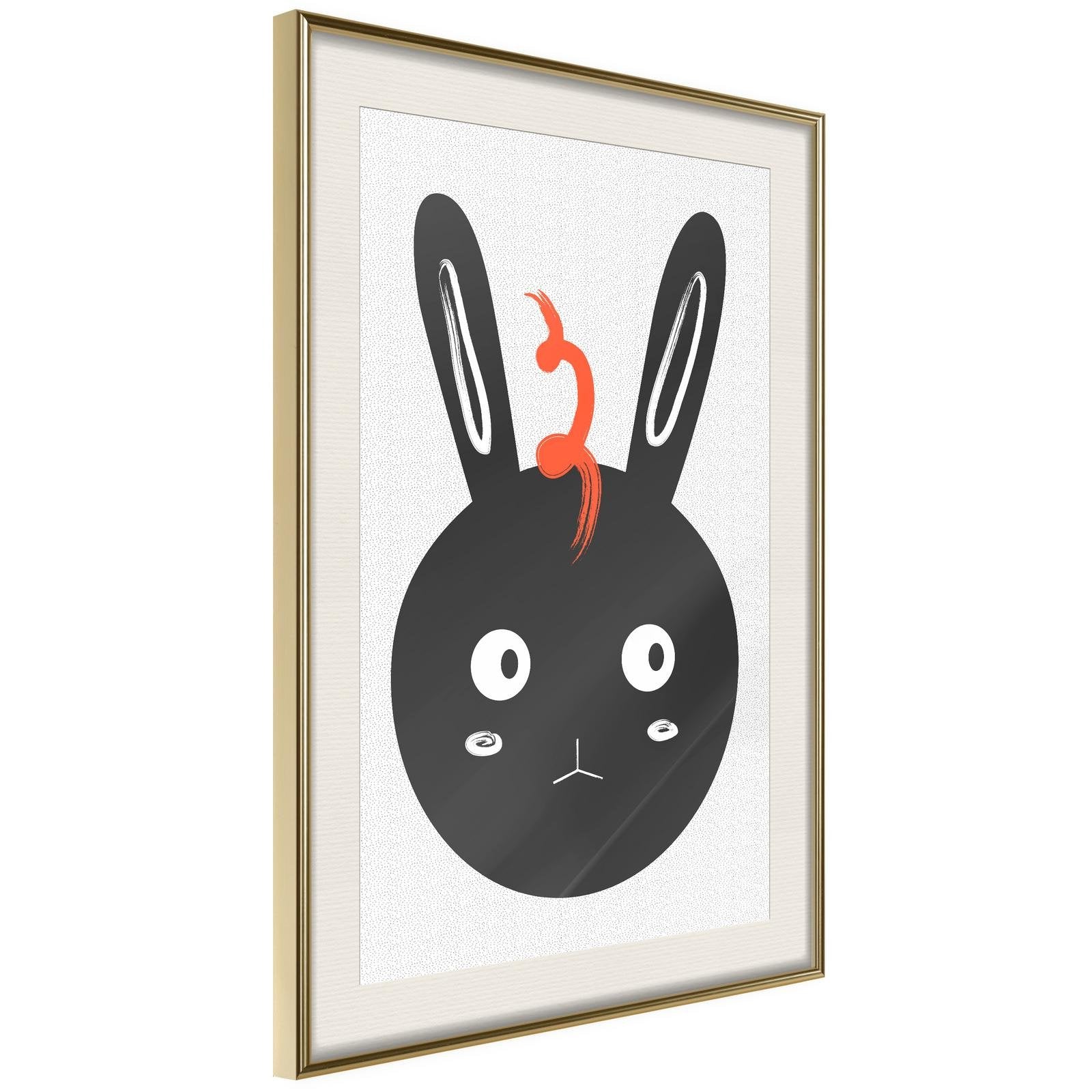 Inramad Poster / Tavla - Surprised Bunny - 30x45 Guldram med passepartout