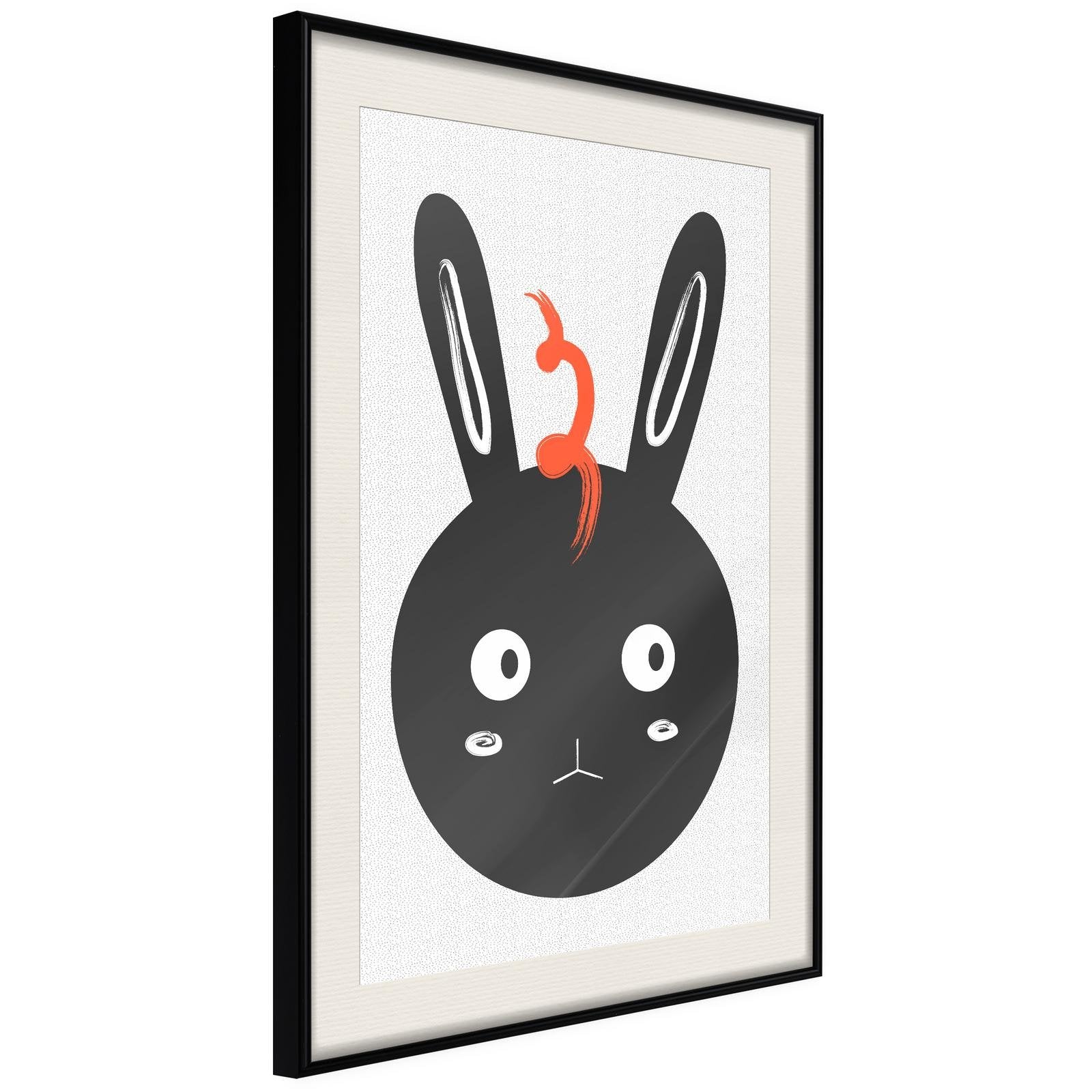 Inramad Poster / Tavla - Surprised Bunny - 20x30 Svart ram med passepartout
