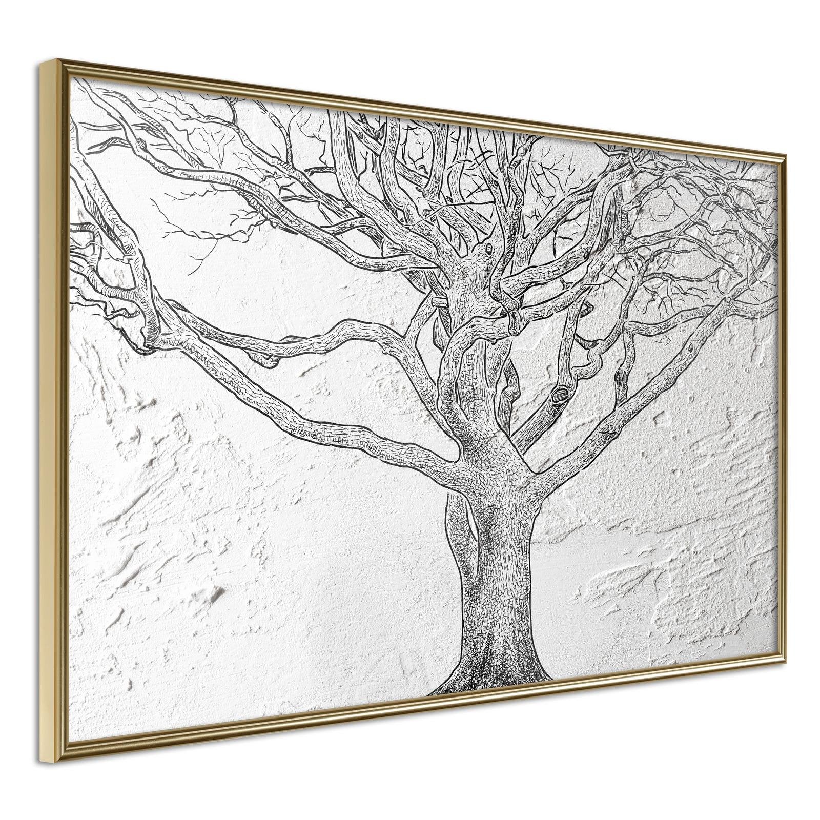 Inramad Poster / Tavla - Tangled Branches - 60x40 Guldram