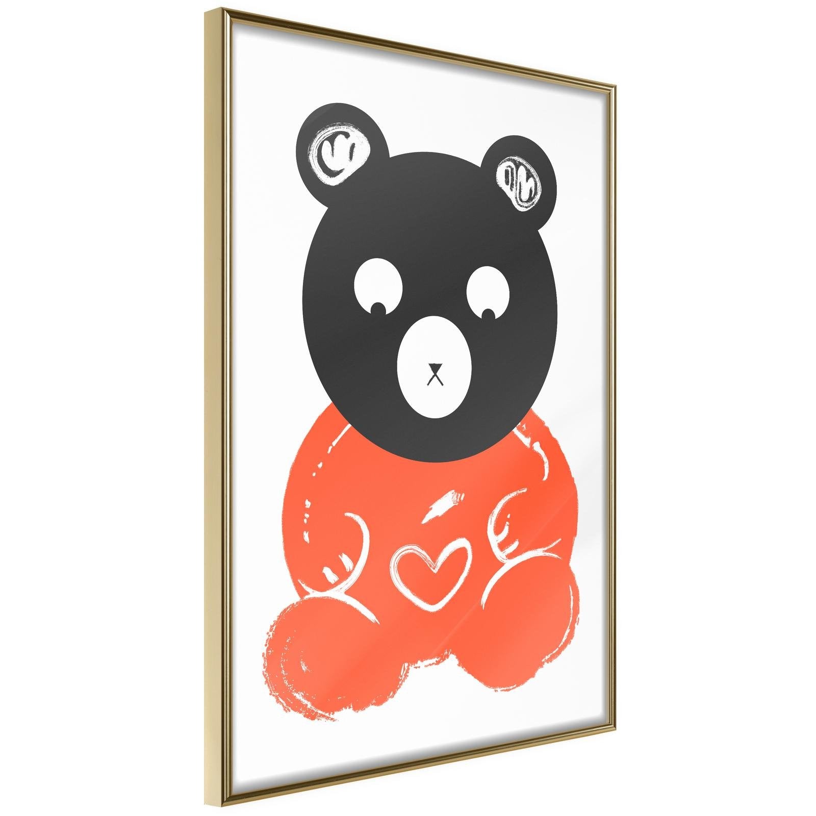 Inramad Poster / Tavla - Teddy Bear in Love - 30x45 Guldram