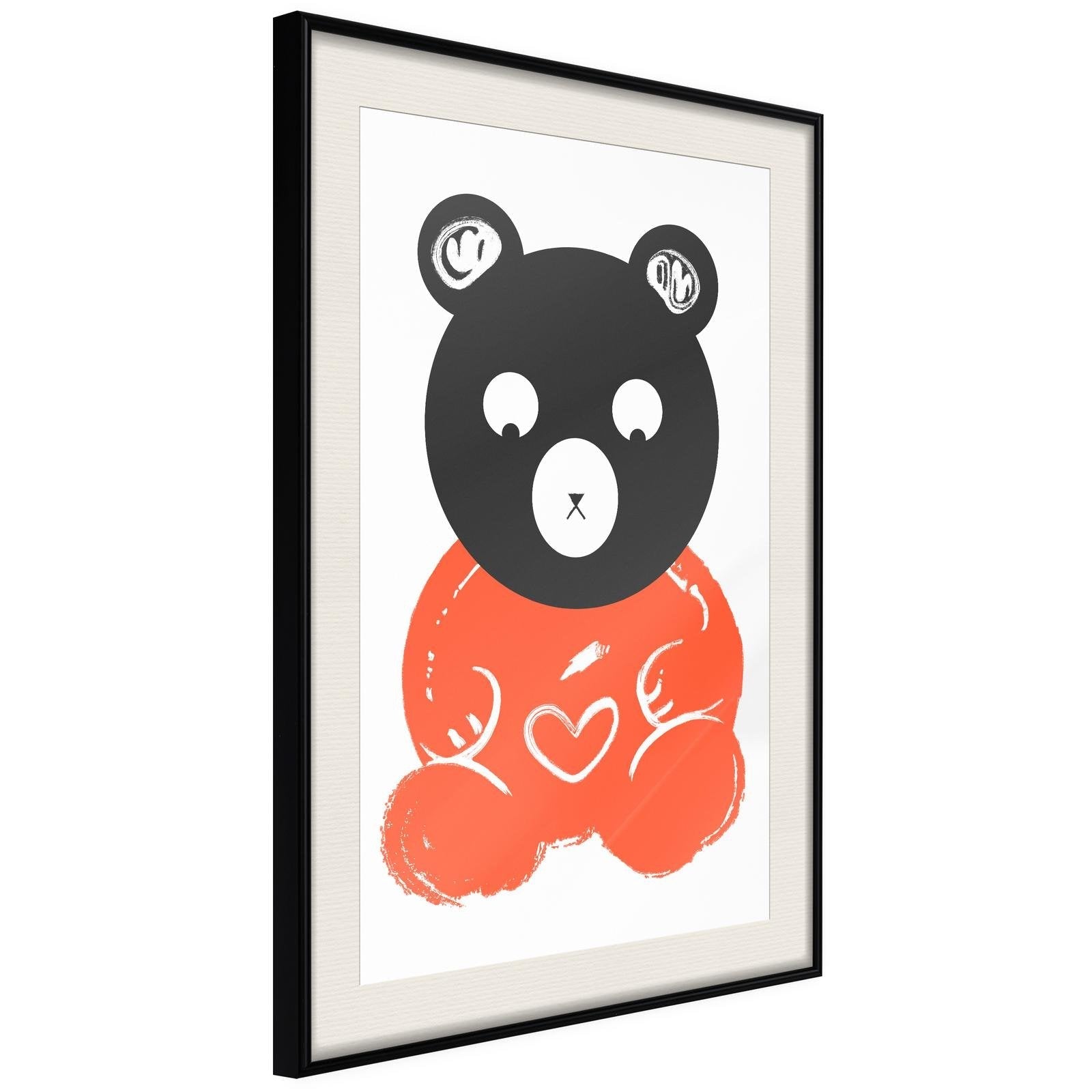 Inramad Poster / Tavla - Teddy Bear in Love - 40x60 Svart ram med passepartout