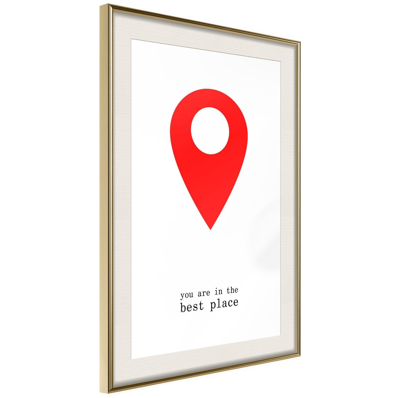 Läs mer om Inramad Poster / Tavla - The Best Location - 40x60 Guldram med passepartout