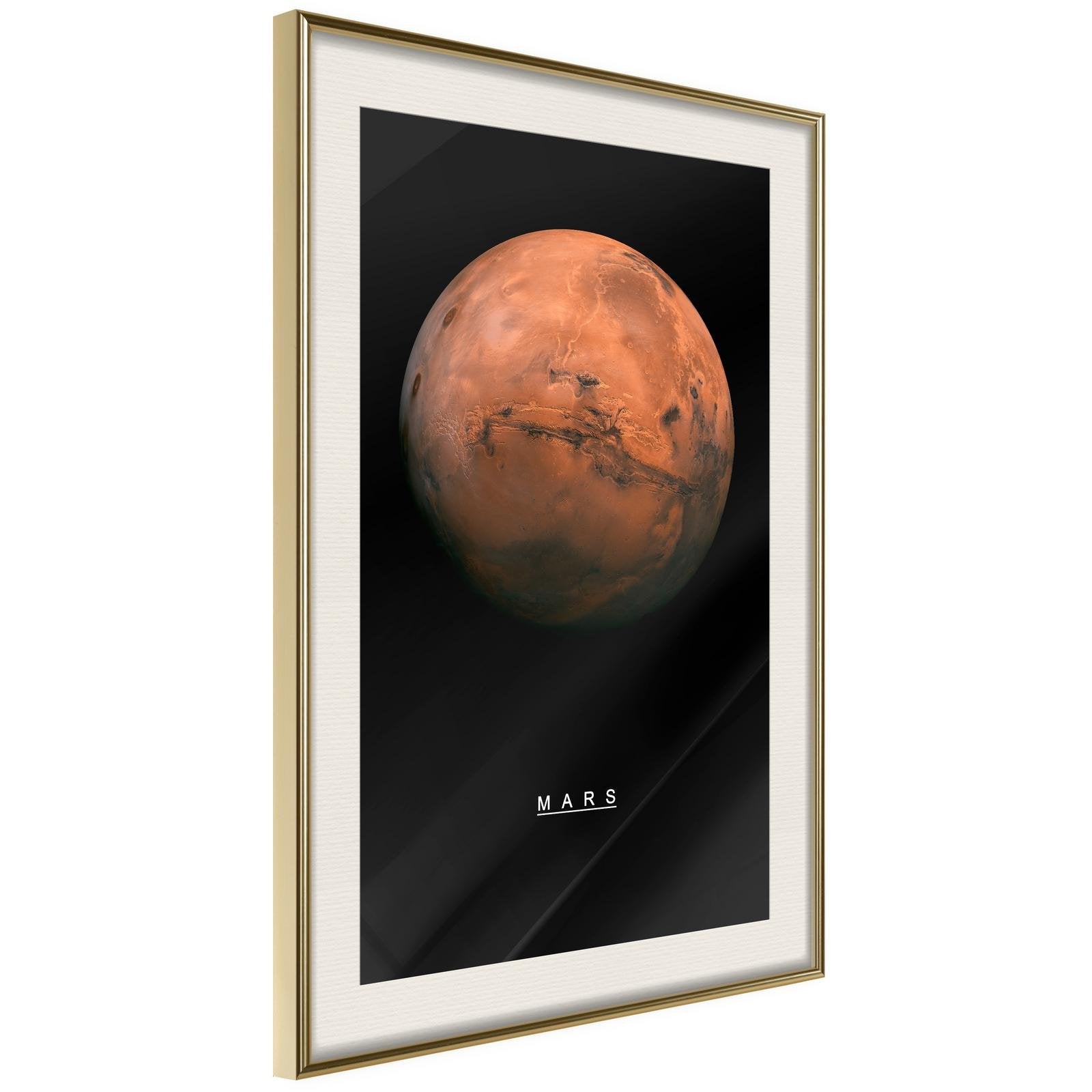 Läs mer om Inramad Poster / Tavla - The Solar System: Mars - 20x30 Guldram med passepartout
