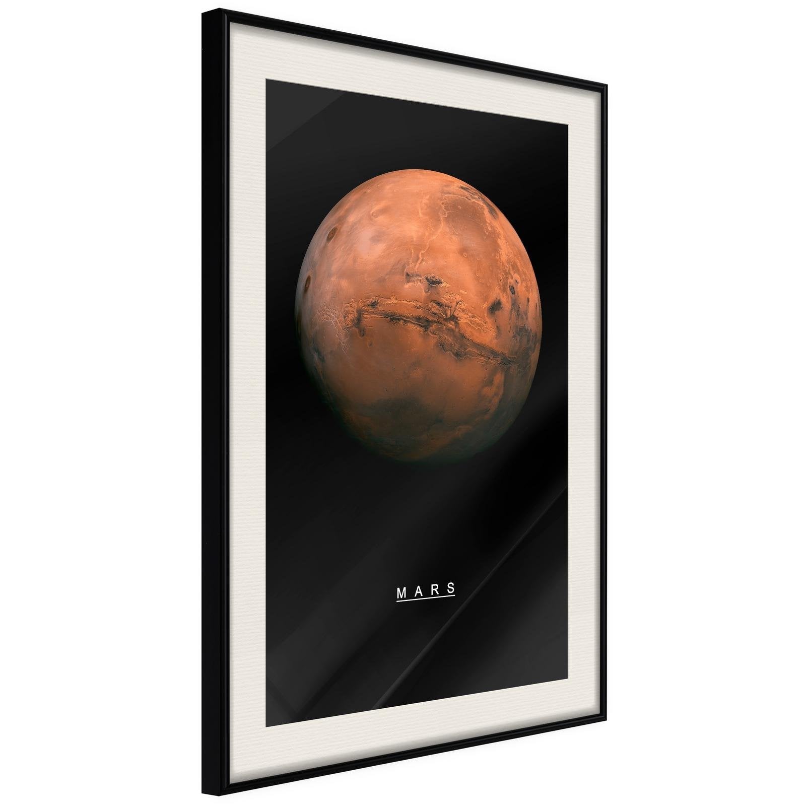 Läs mer om Inramad Poster / Tavla - The Solar System: Mars - 30x45 Svart ram med passepartout