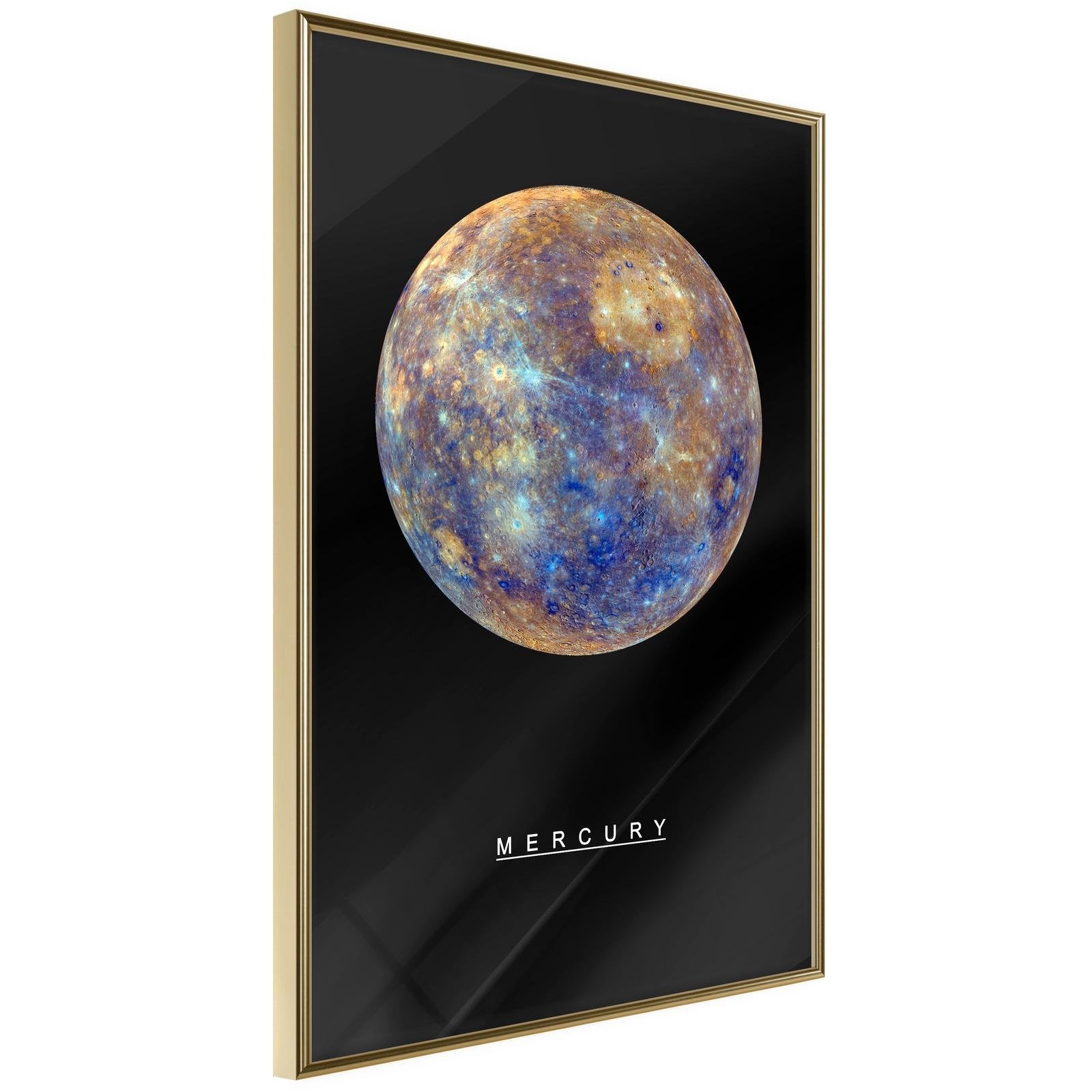 Läs mer om Inramad Poster / Tavla - The Solar System: Mercury - 20x30 Guldram