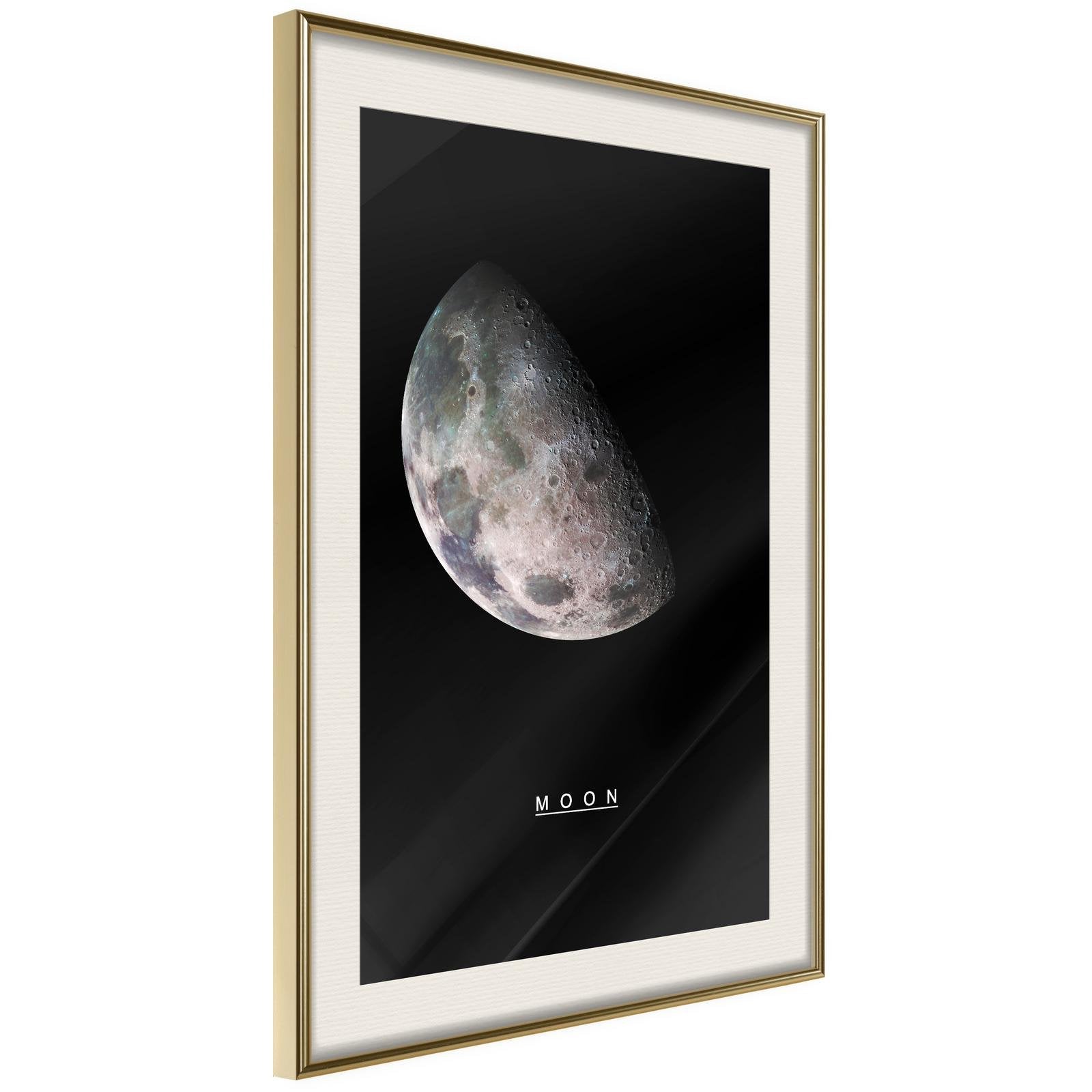 Läs mer om Inramad Poster / Tavla - The Solar System: Moon - 20x30 Guldram med passepartout