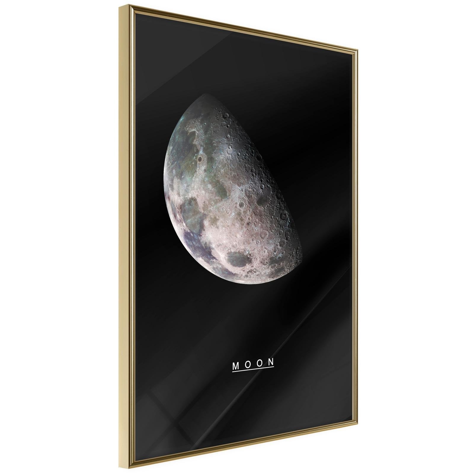 Läs mer om Inramad Poster / Tavla - The Solar System: Moon - 30x45 Guldram