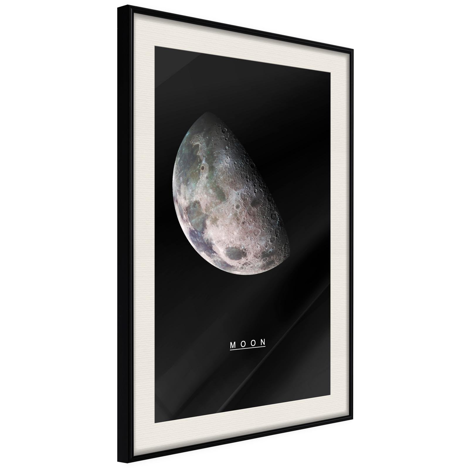 Läs mer om Inramad Poster / Tavla - The Solar System: Moon - 20x30 Svart ram med passepartout