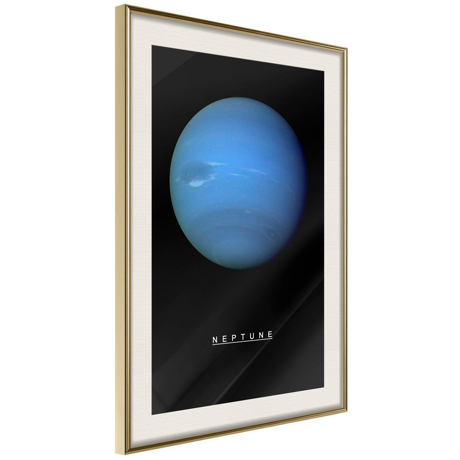 Läs mer om Inramad Poster / Tavla - The Solar System: Neptun - 30x45 Guldram med passepartout