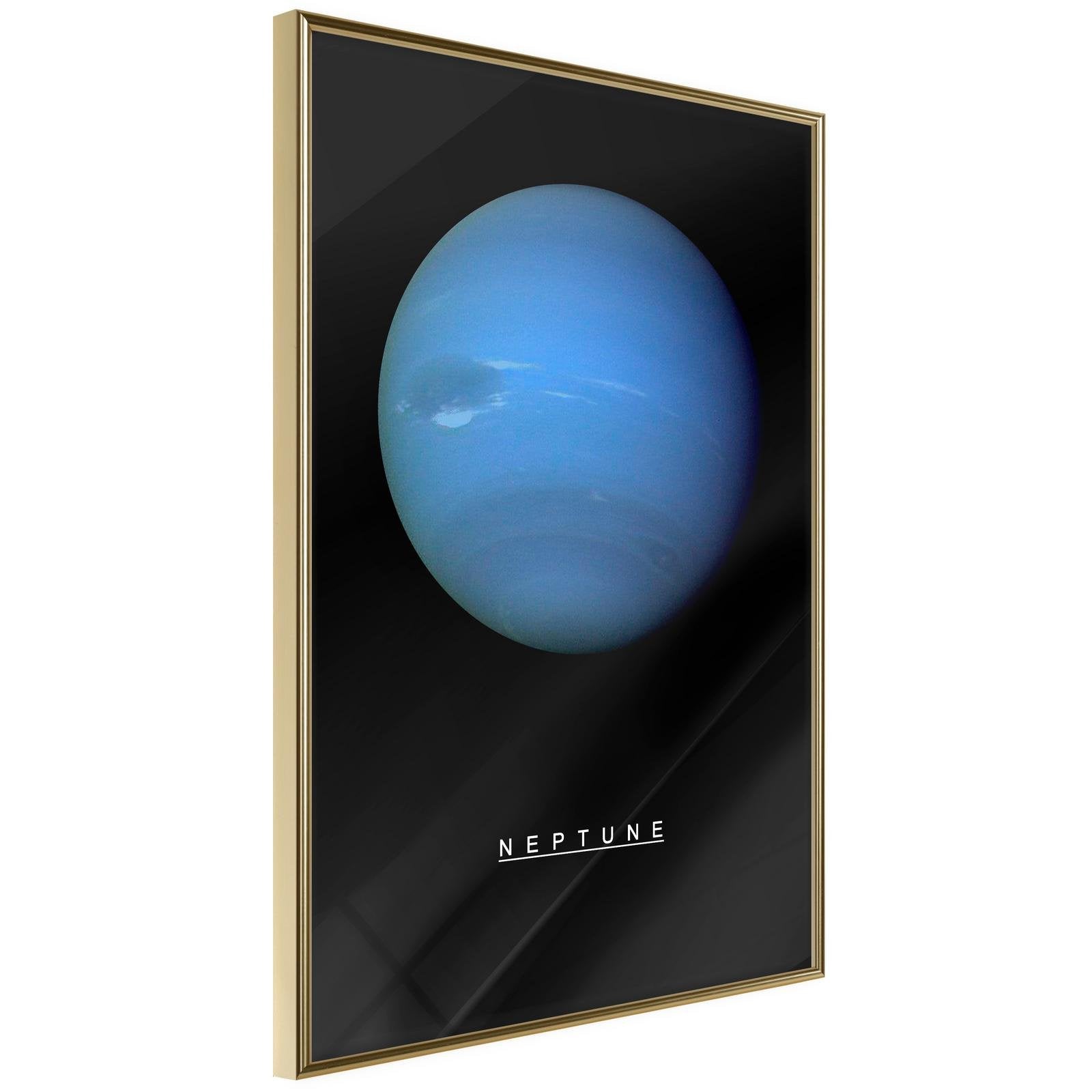 Inramad Poster / Tavla - The Solar System: Neptun - 30x45 Guldram