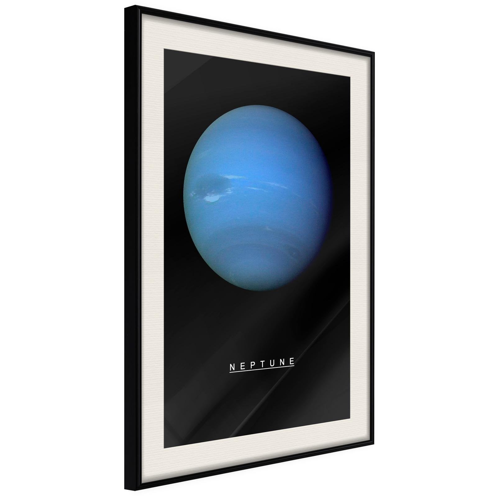 Läs mer om Inramad Poster / Tavla - The Solar System: Neptun - 40x60 Svart ram med passepartout
