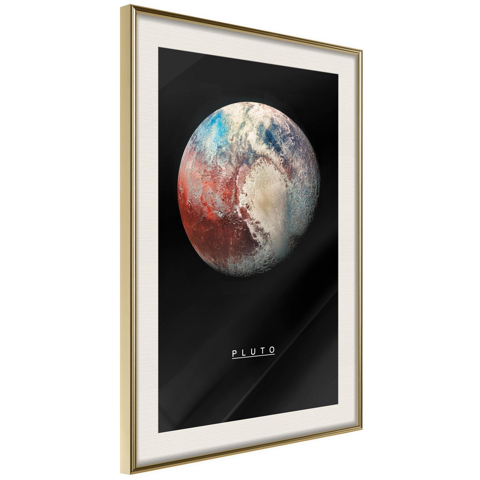 Inramad Poster / Tavla - The Solar System: Pluto - 20x30 Guldram med passepartout
