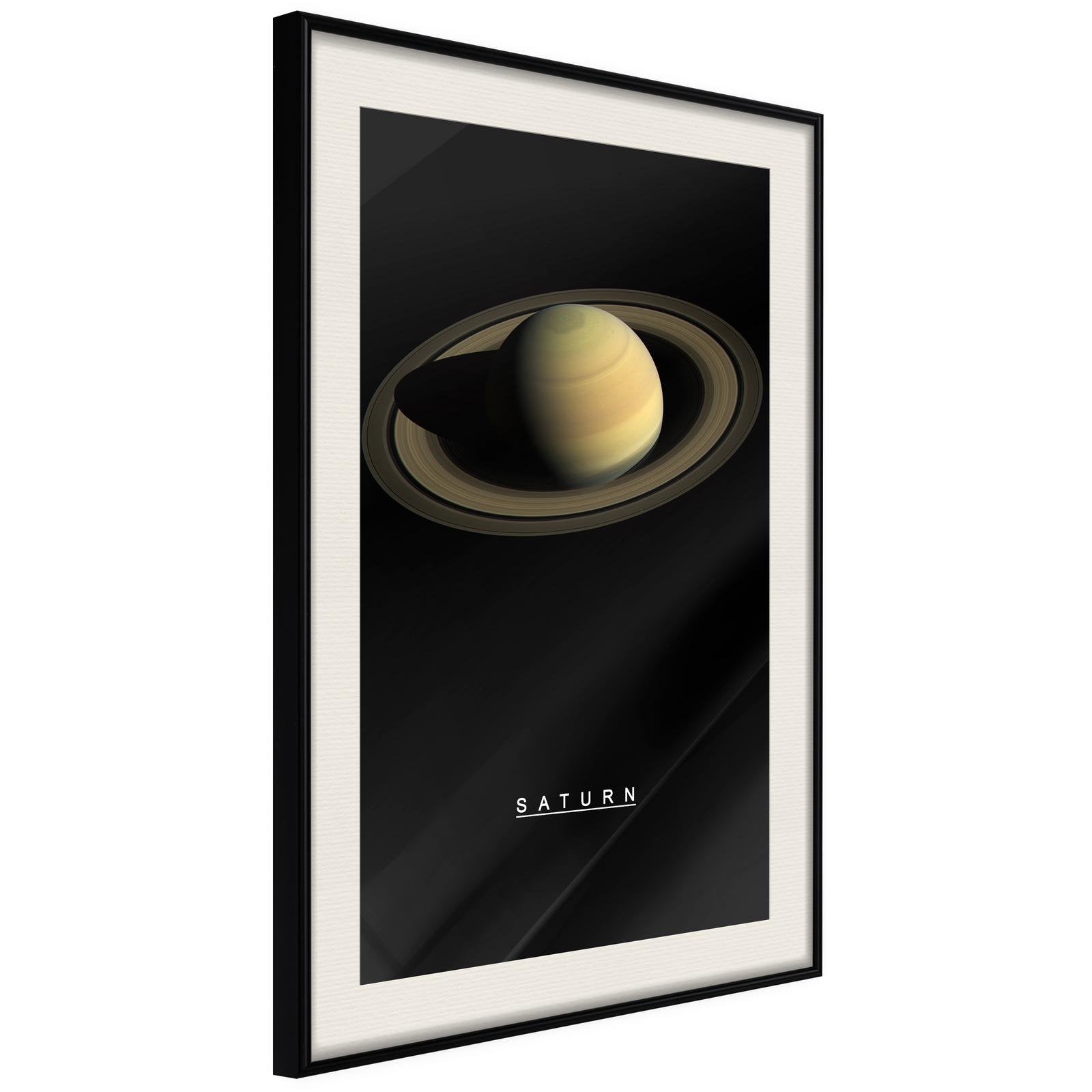 Läs mer om Inramad Poster / Tavla - The Solar System: Saturn - 30x45 Svart ram med passepartout