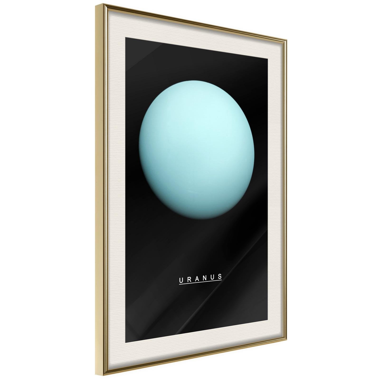 Läs mer om Inramad Poster / Tavla - The Solar System: Uranus - 40x60 Guldram med passepartout
