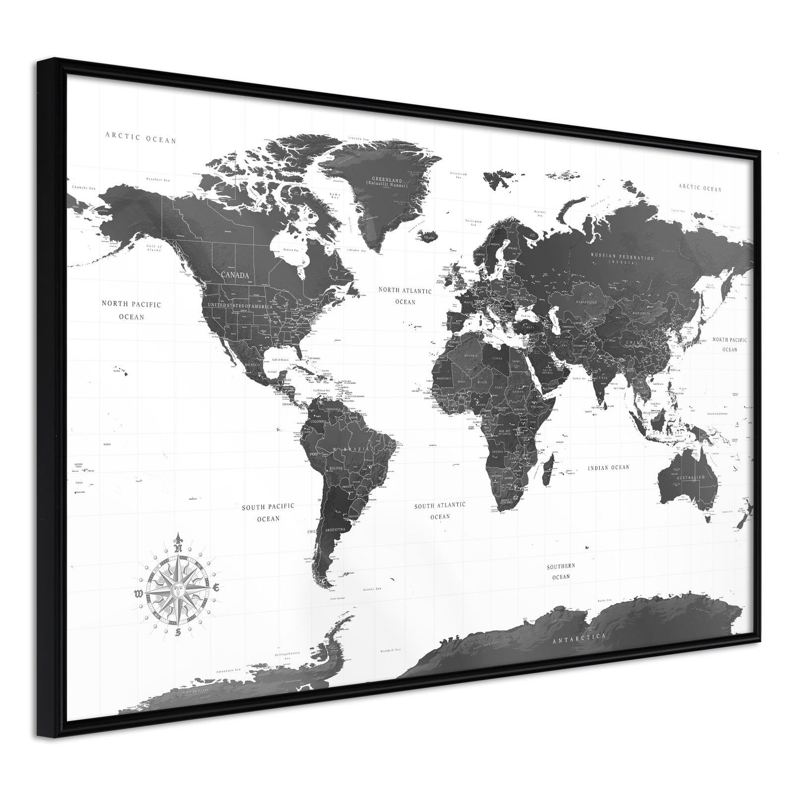 Läs mer om Inramad Poster / Tavla - The World in Black and White - 30x20 Svart ram