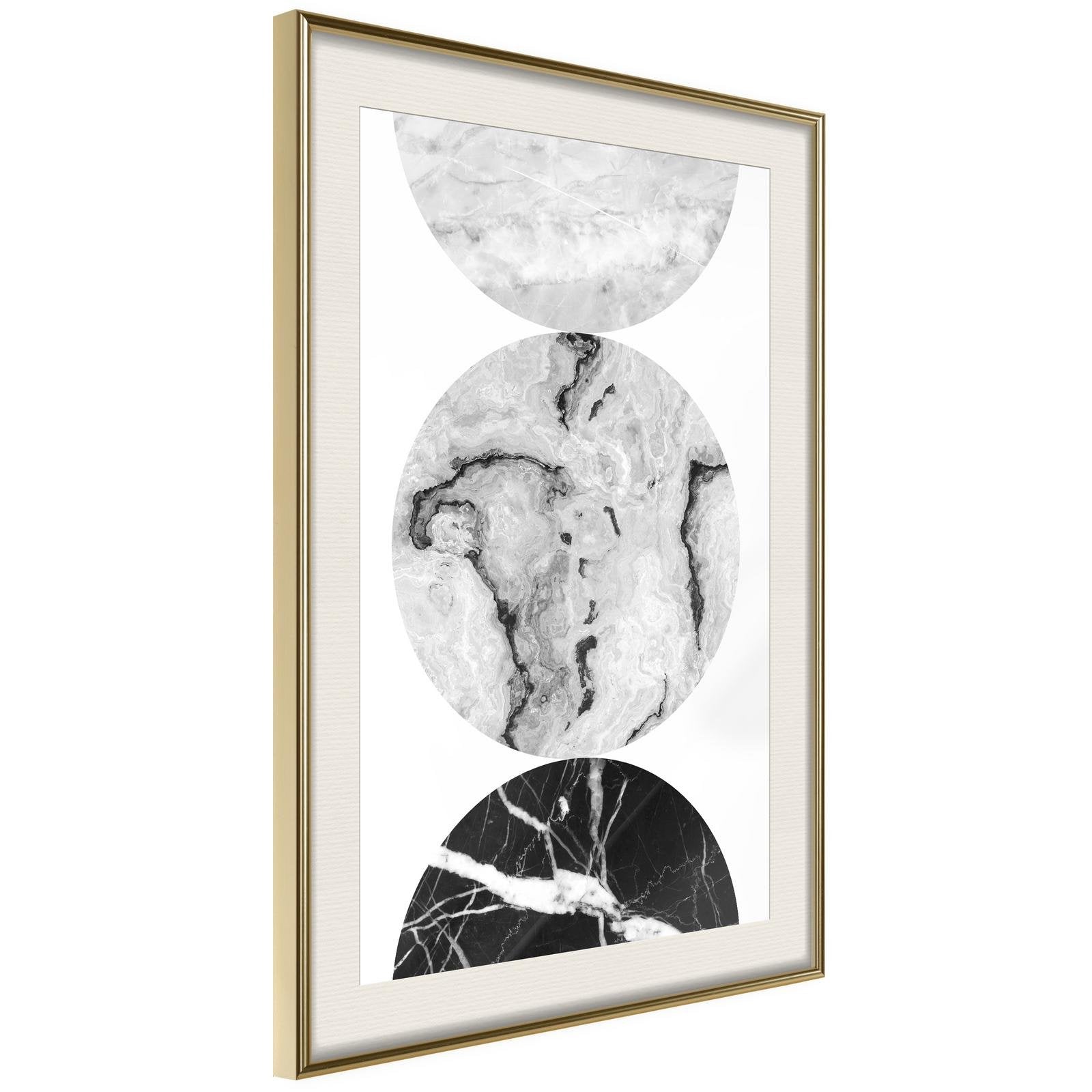 Läs mer om Inramad Poster / Tavla - Three Shades of Marble - 20x30 Guldram med passepartout
