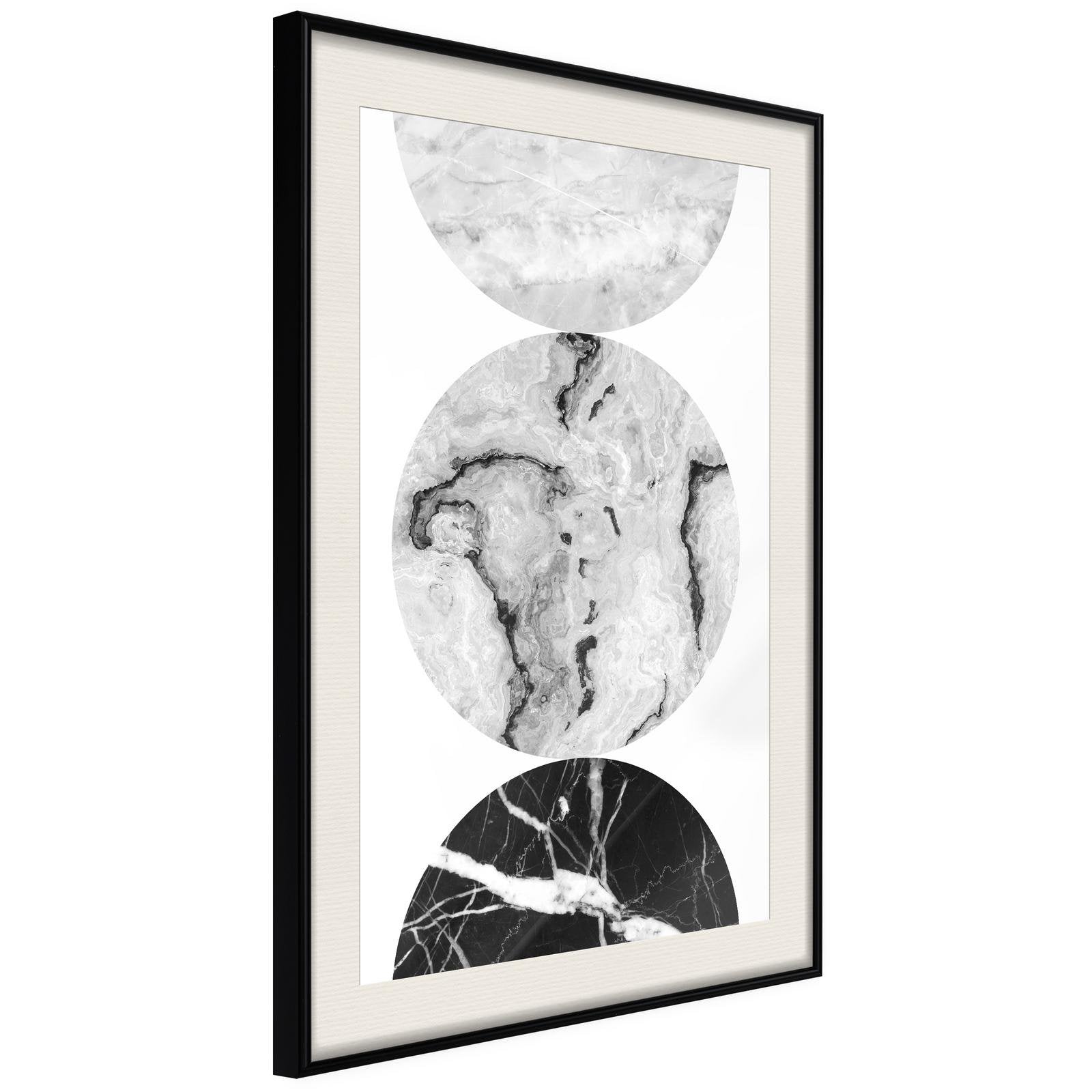 Inramad Poster / Tavla - Three Shades of Marble - 40x60 Svart ram med passepartout