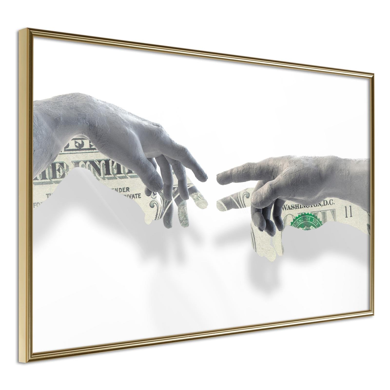 Läs mer om Inramad Poster / Tavla - Touch of Money - 45x30 Guldram