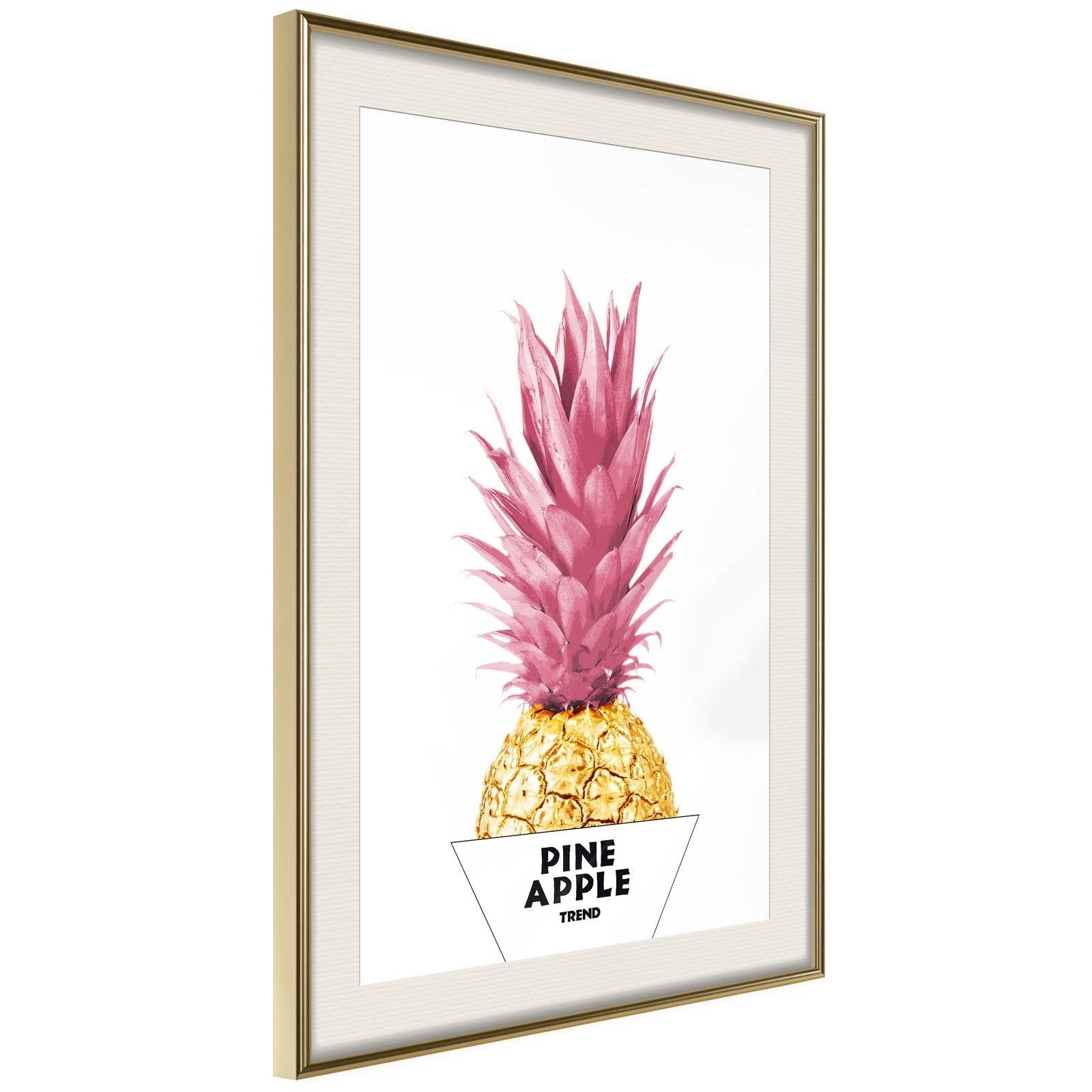 Läs mer om Inramad Poster / Tavla - Trendy Pineapple - 30x45 Guldram med passepartout