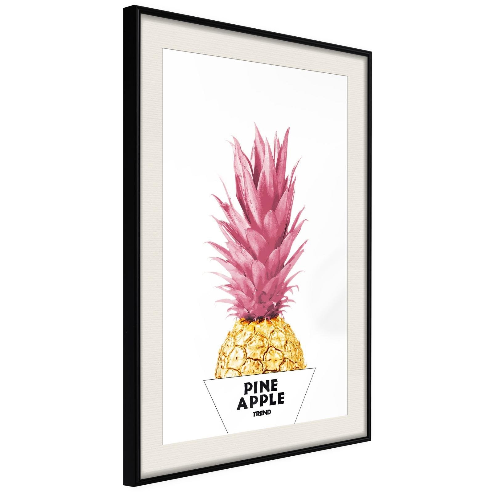 Läs mer om Inramad Poster / Tavla - Trendy Pineapple - 40x60 Svart ram med passepartout