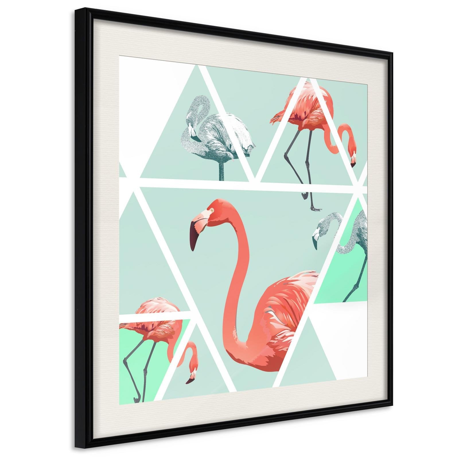 Läs mer om Inramad Poster / Tavla - Tropical Mosaic with Flamingos