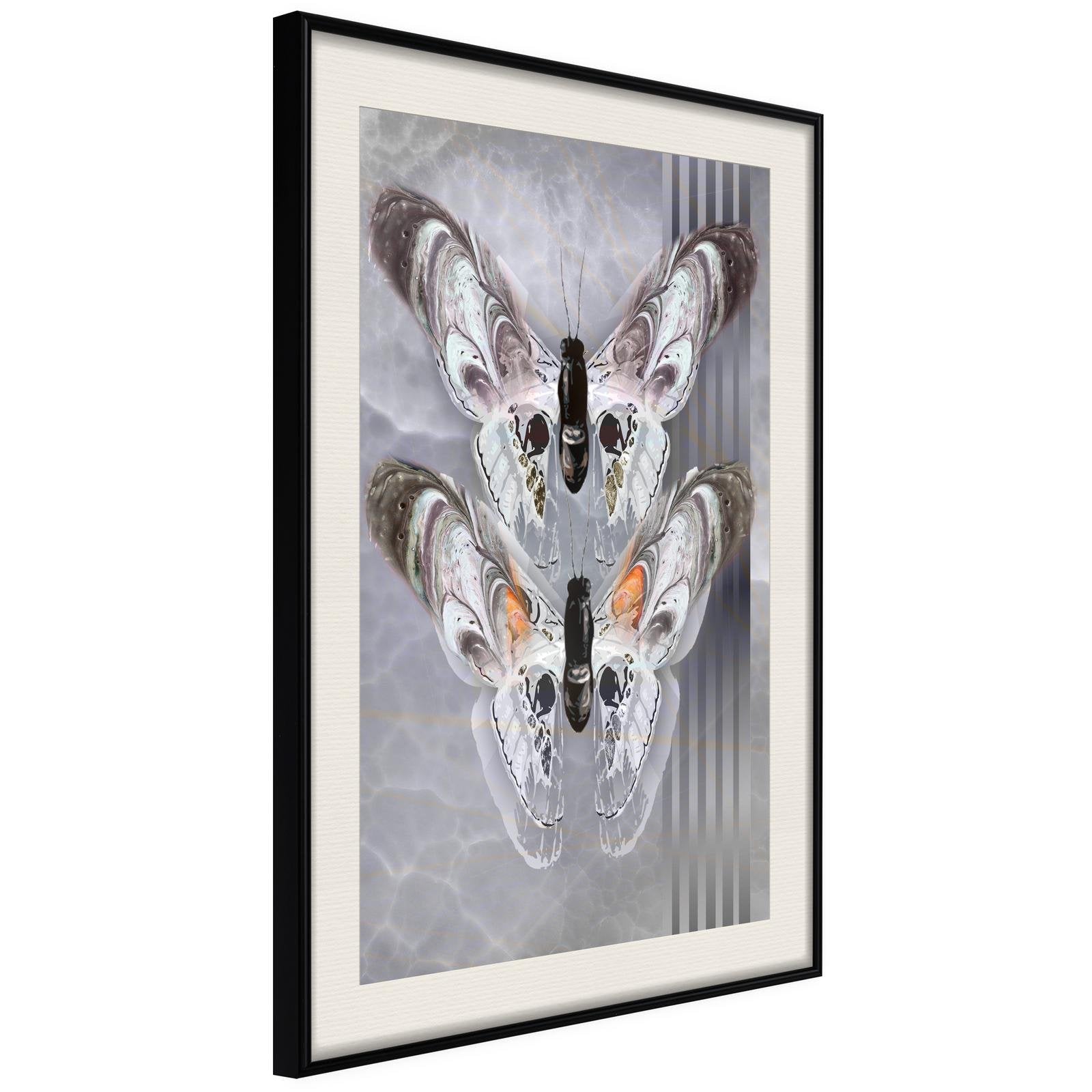 Läs mer om Inramad Poster / Tavla - Two Moths - 30x45 Svart ram med passepartout