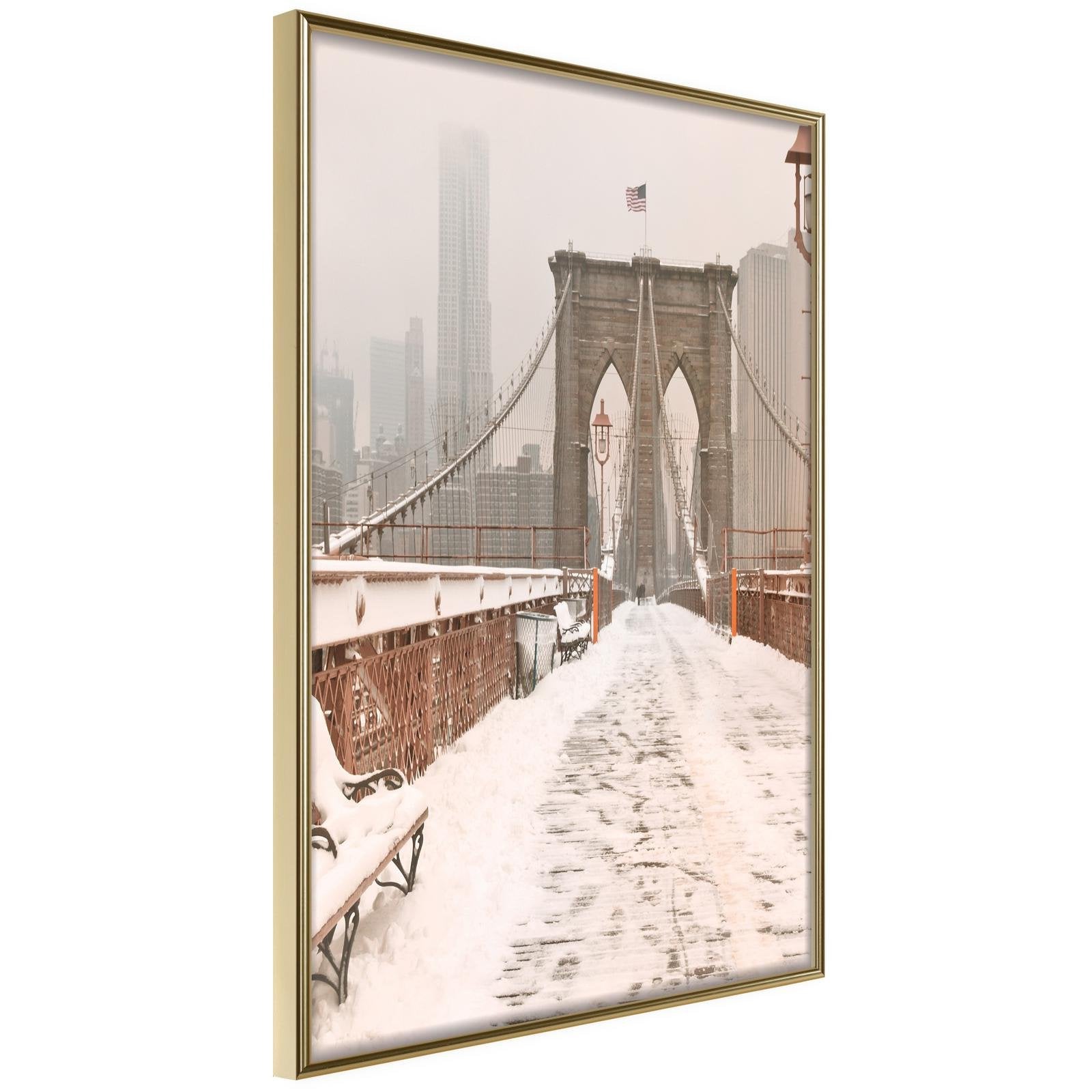 Läs mer om Inramad Poster / Tavla - Winter in New York - 40x60 Guldram
