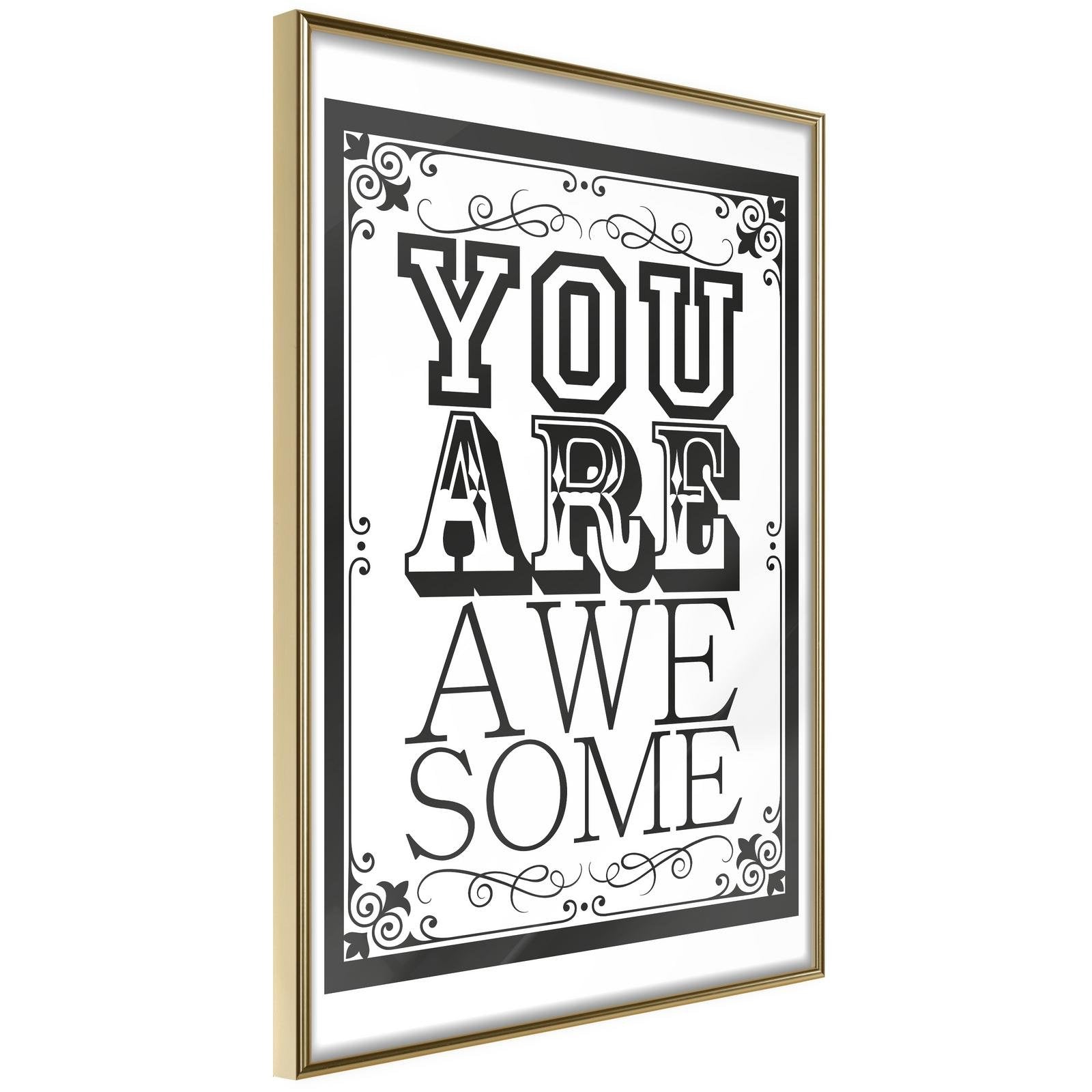 Läs mer om Inramad Poster / Tavla - You Are Awesome - 30x45 Guldram