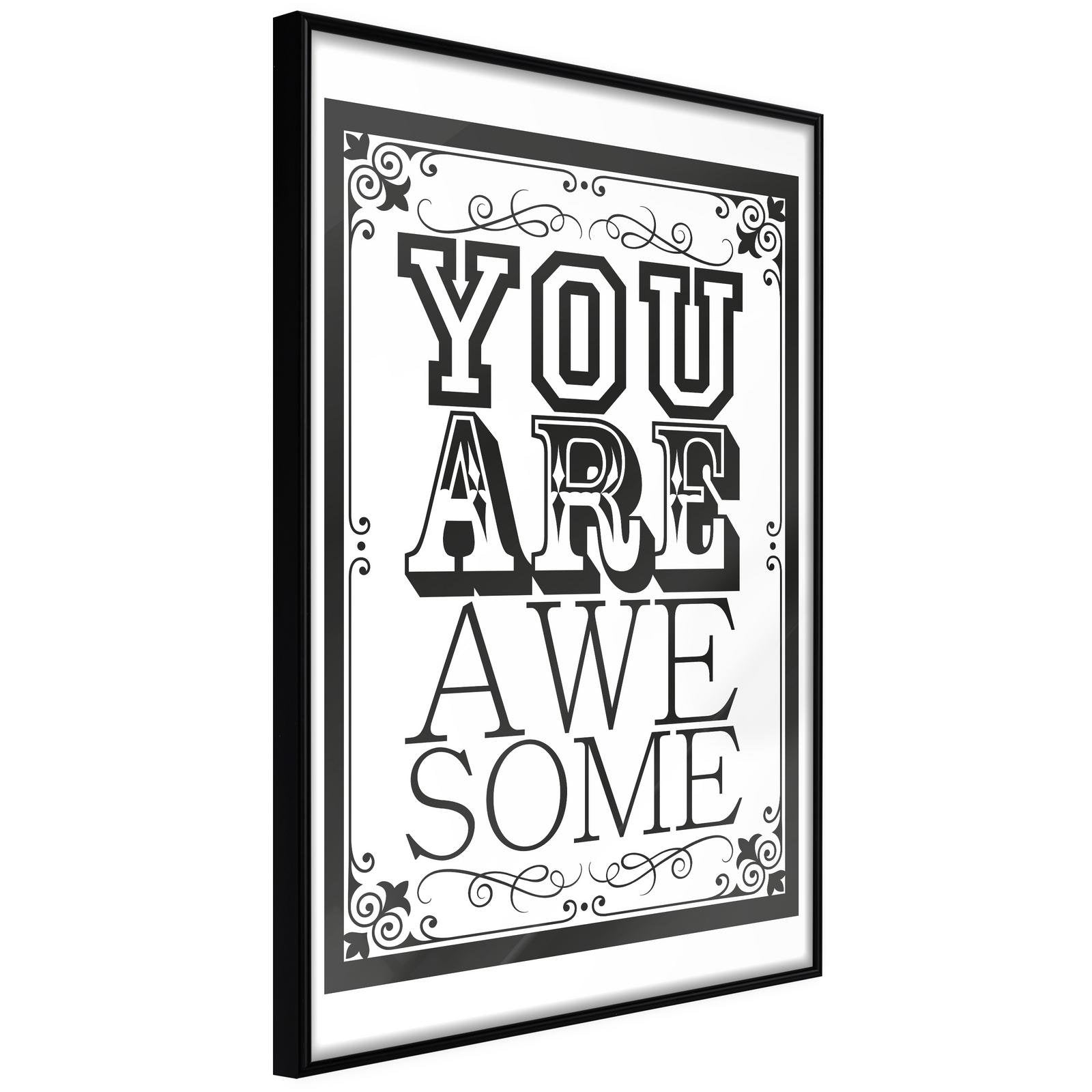 Läs mer om Inramad Poster / Tavla - You Are Awesome - 30x45 Svart ram