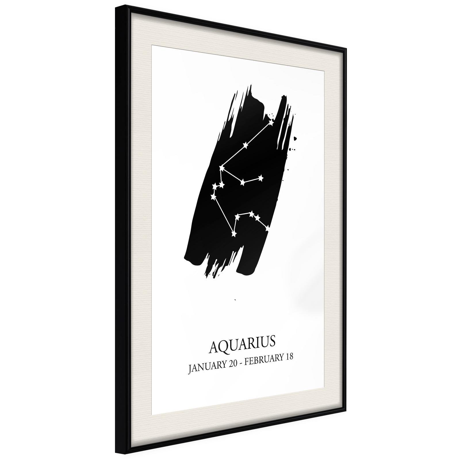 Inramad Poster / Tavla - Zodiac: Aquarius I - 40x60 Svart ram med passepartout