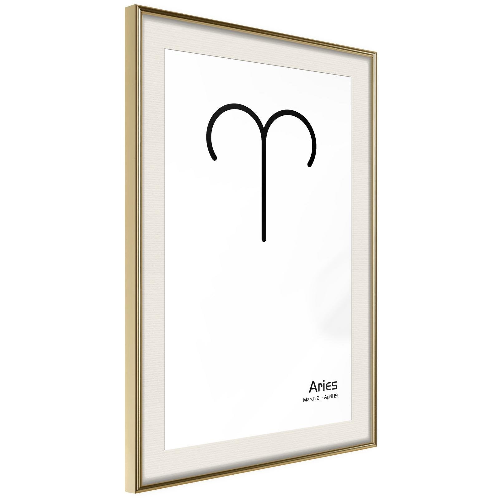 Läs mer om Inramad Poster / Tavla - Zodiac: Aries II - 40x60 Guldram med passepartout