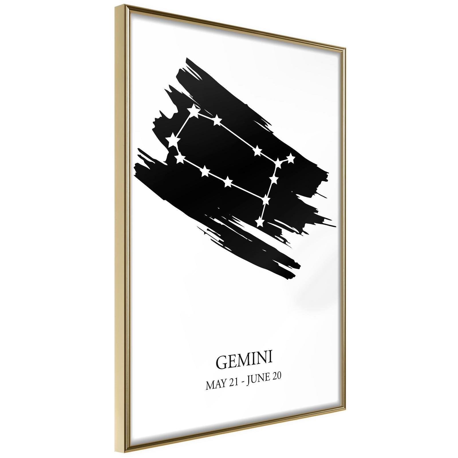 Läs mer om Inramad Poster / Tavla - Zodiac: Gemini I - 40x60 Guldram