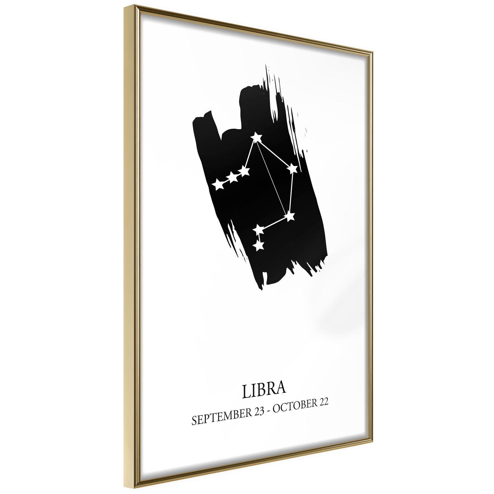 Läs mer om Inramad Poster / Tavla - Zodiac: Libra I - 30x45 Guldram
