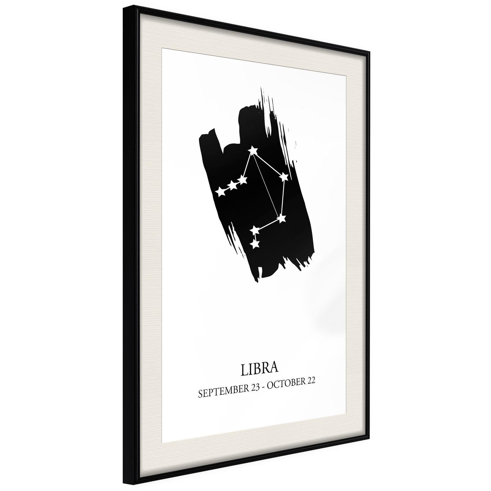 Läs mer om Inramad Poster / Tavla - Zodiac: Libra I - 40x60 Svart ram med passepartout