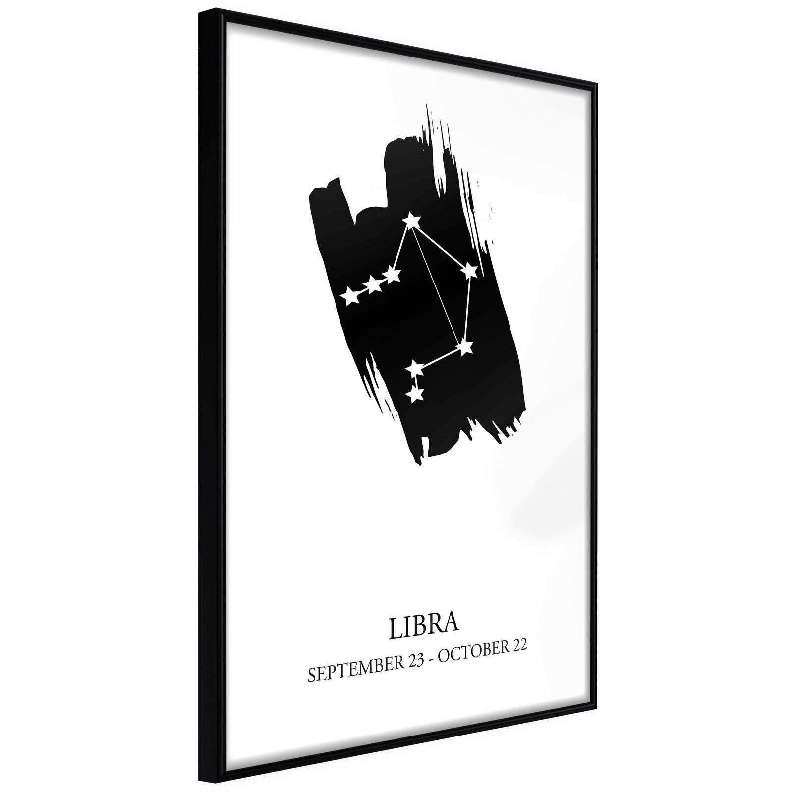 Läs mer om Inramad Poster / Tavla - Zodiac: Libra I - 30x45 Svart ram