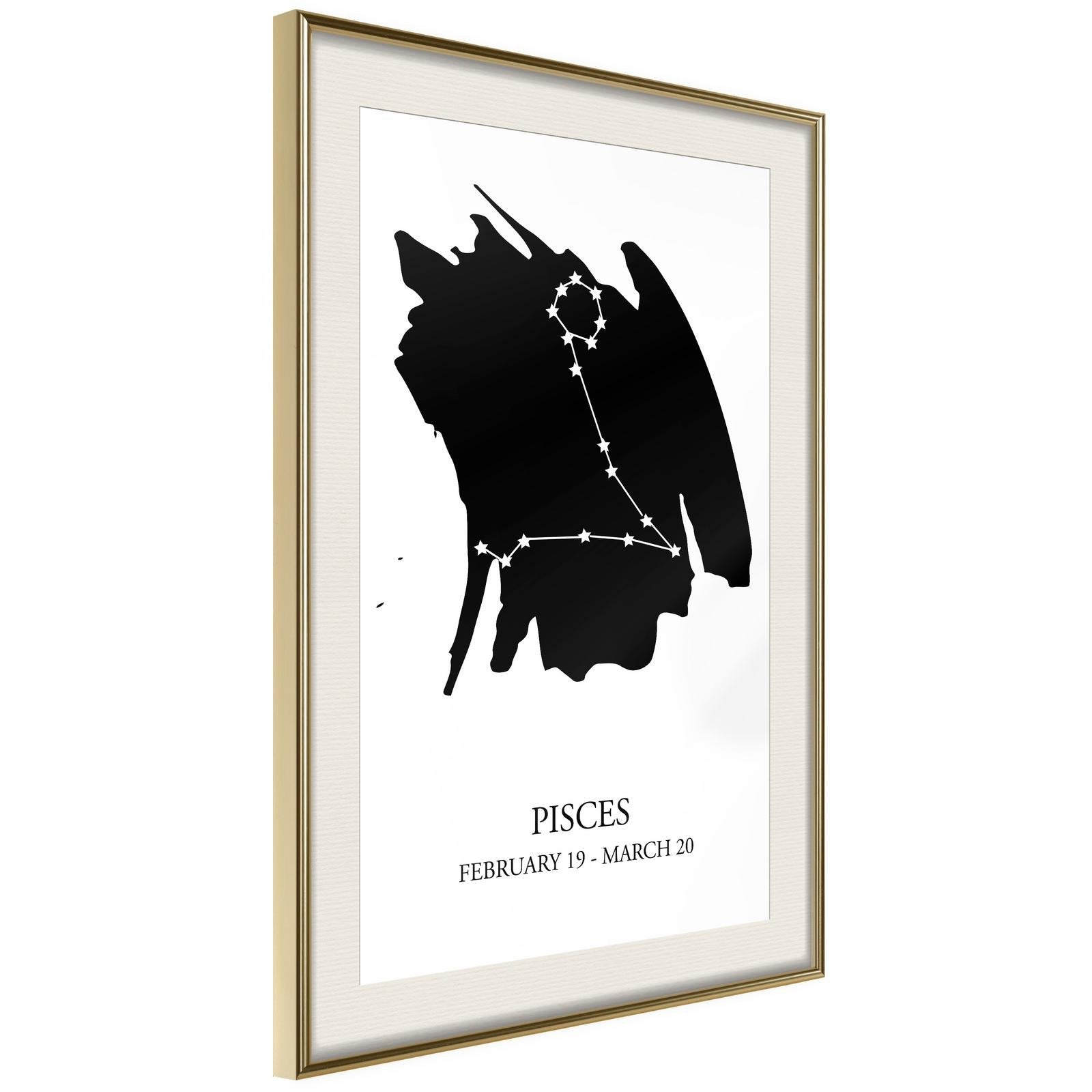 Läs mer om Inramad Poster / Tavla - Zodiac: Pisces I - 30x45 Guldram med passepartout
