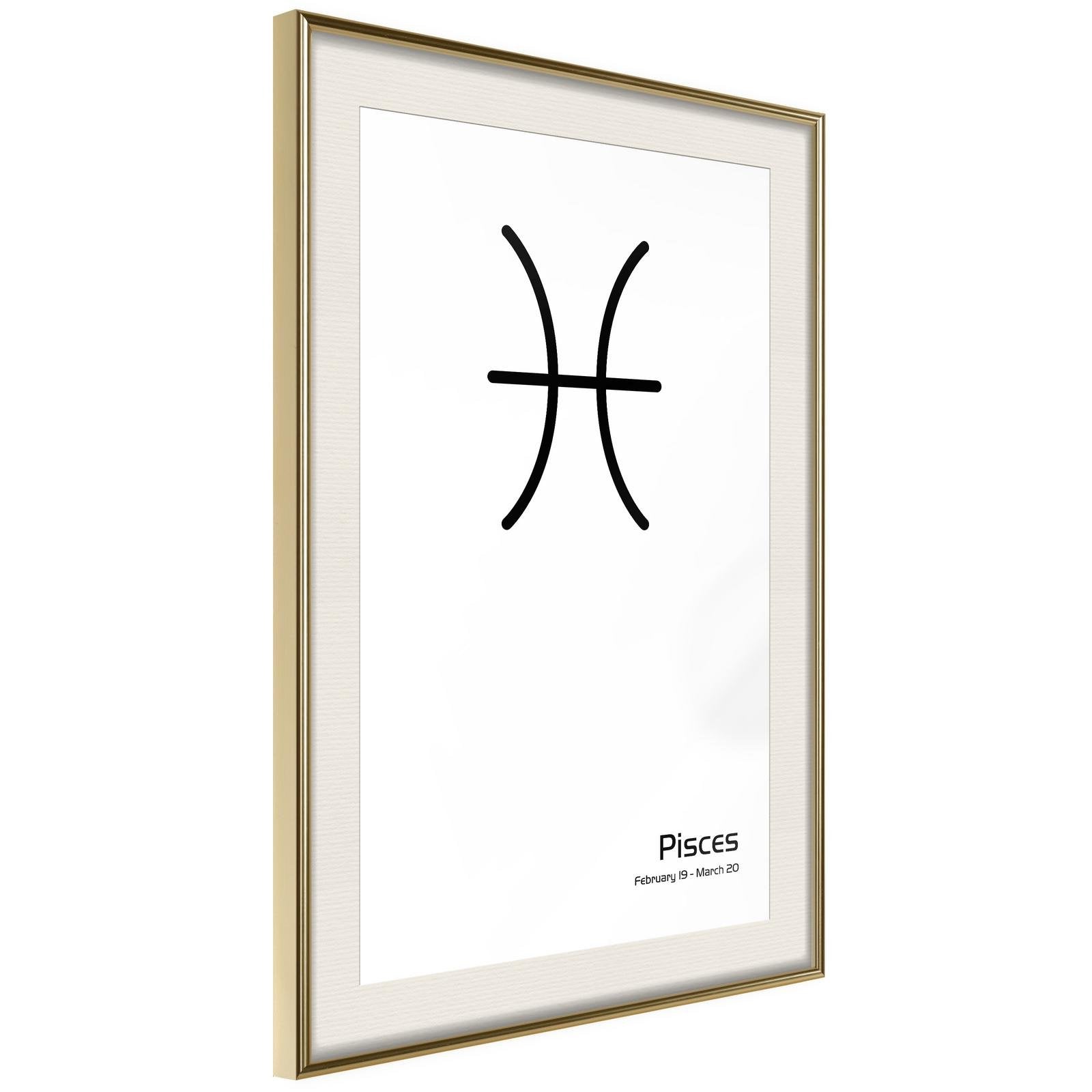 Läs mer om Inramad Poster / Tavla - Zodiac: Pisces II - 40x60 Guldram med passepartout