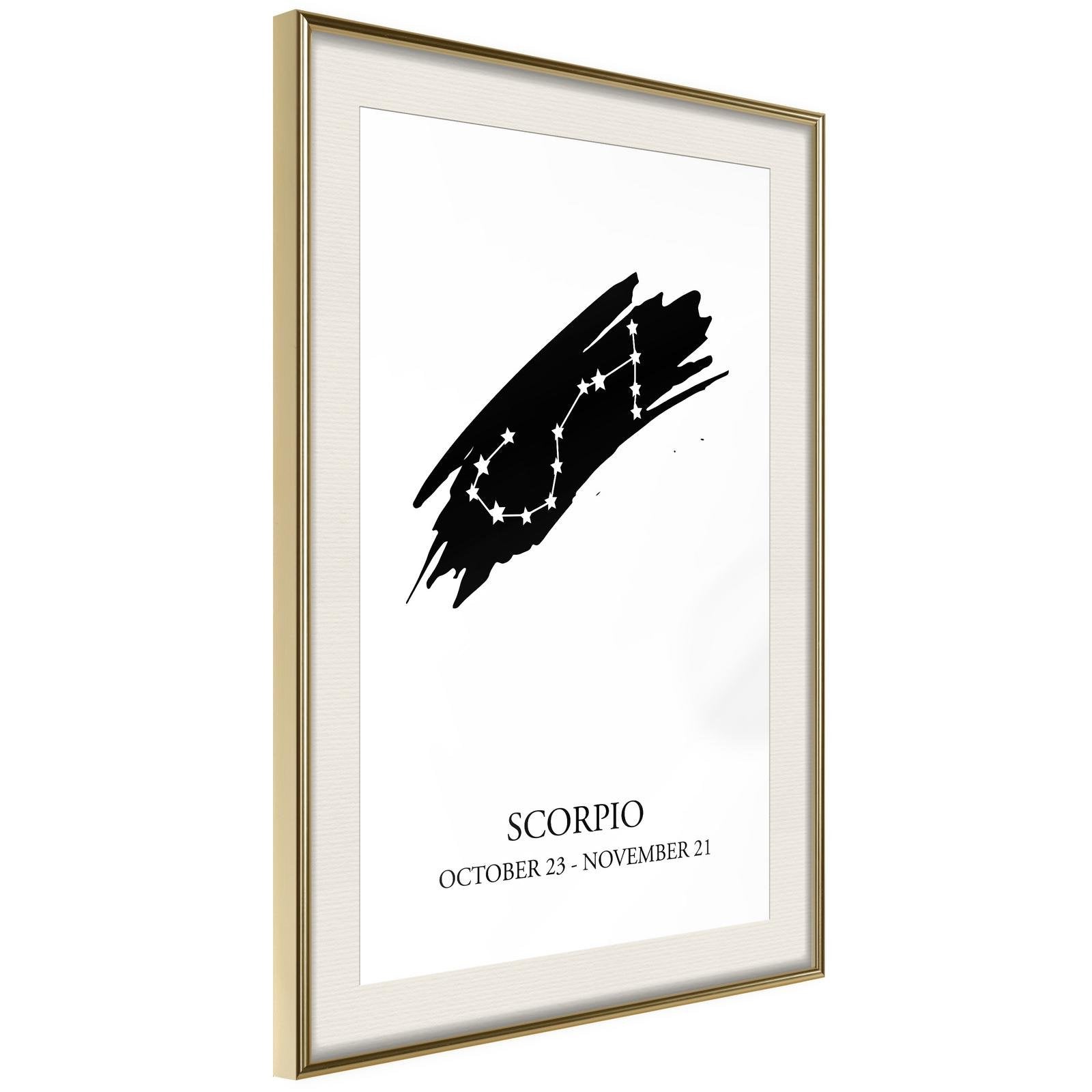Läs mer om Inramad Poster / Tavla - Zodiac: Scorpio I - 40x60 Guldram med passepartout