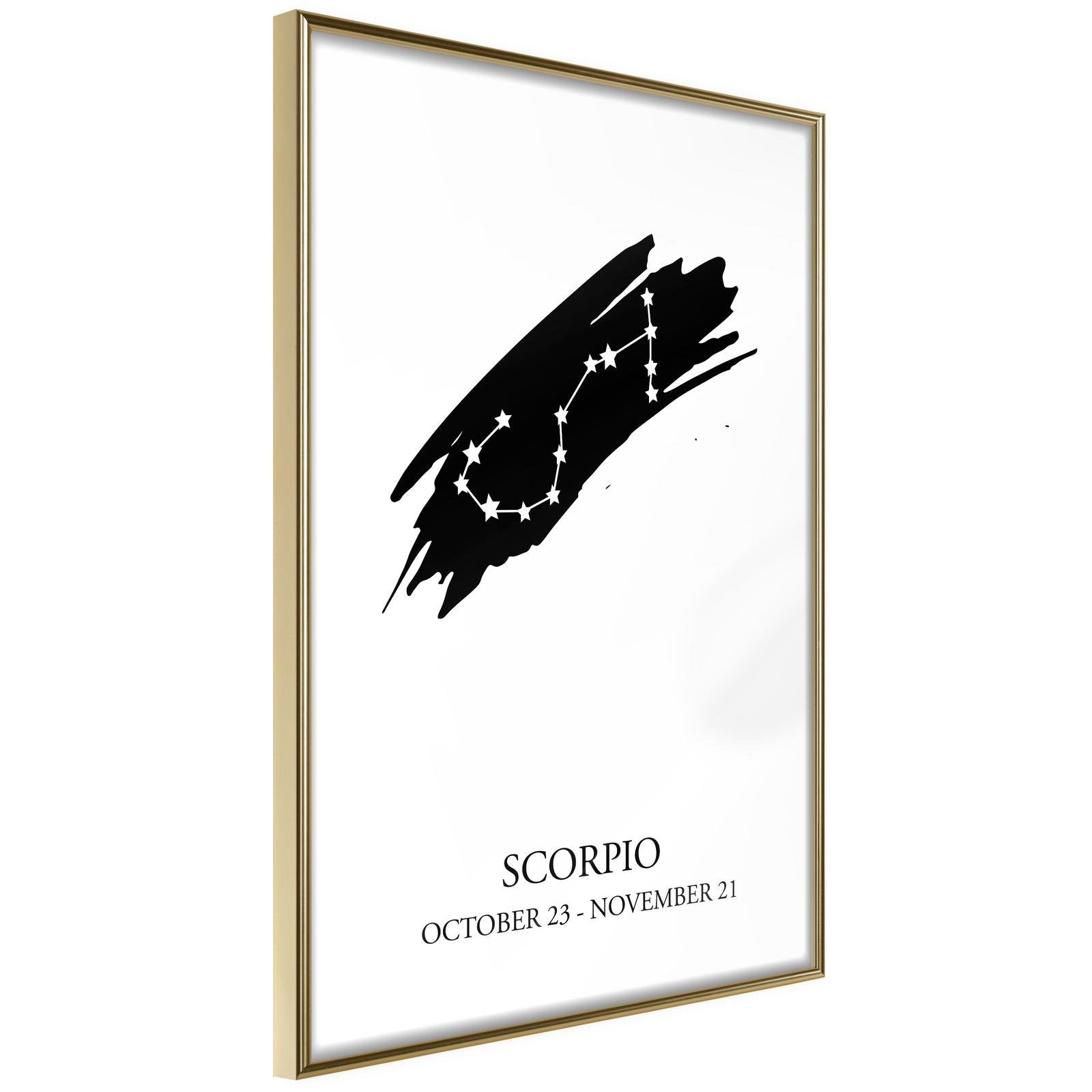 Läs mer om Inramad Poster / Tavla - Zodiac: Scorpio I - 20x30 Guldram
