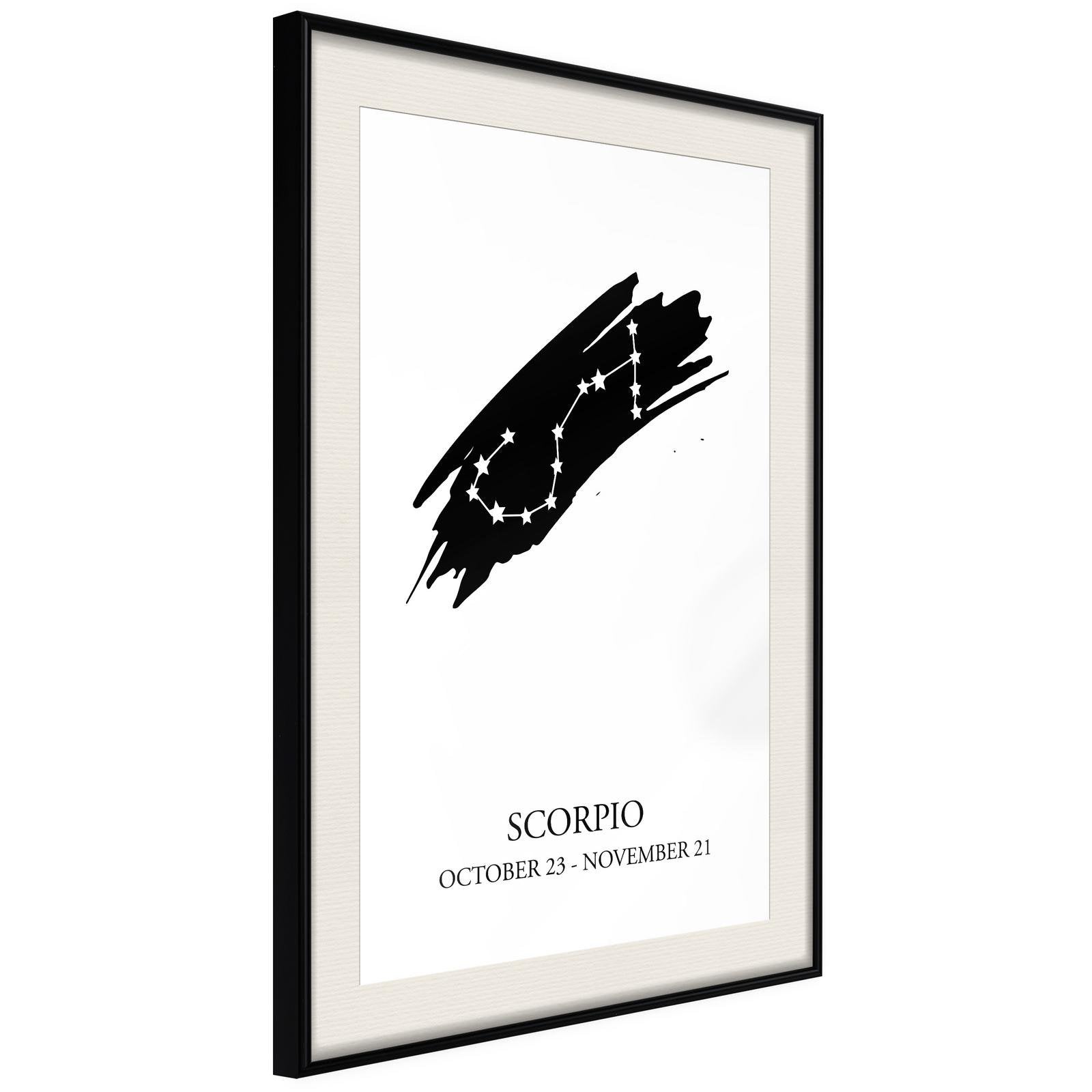 Läs mer om Inramad Poster / Tavla - Zodiac: Scorpio I - 20x30 Svart ram med passepartout