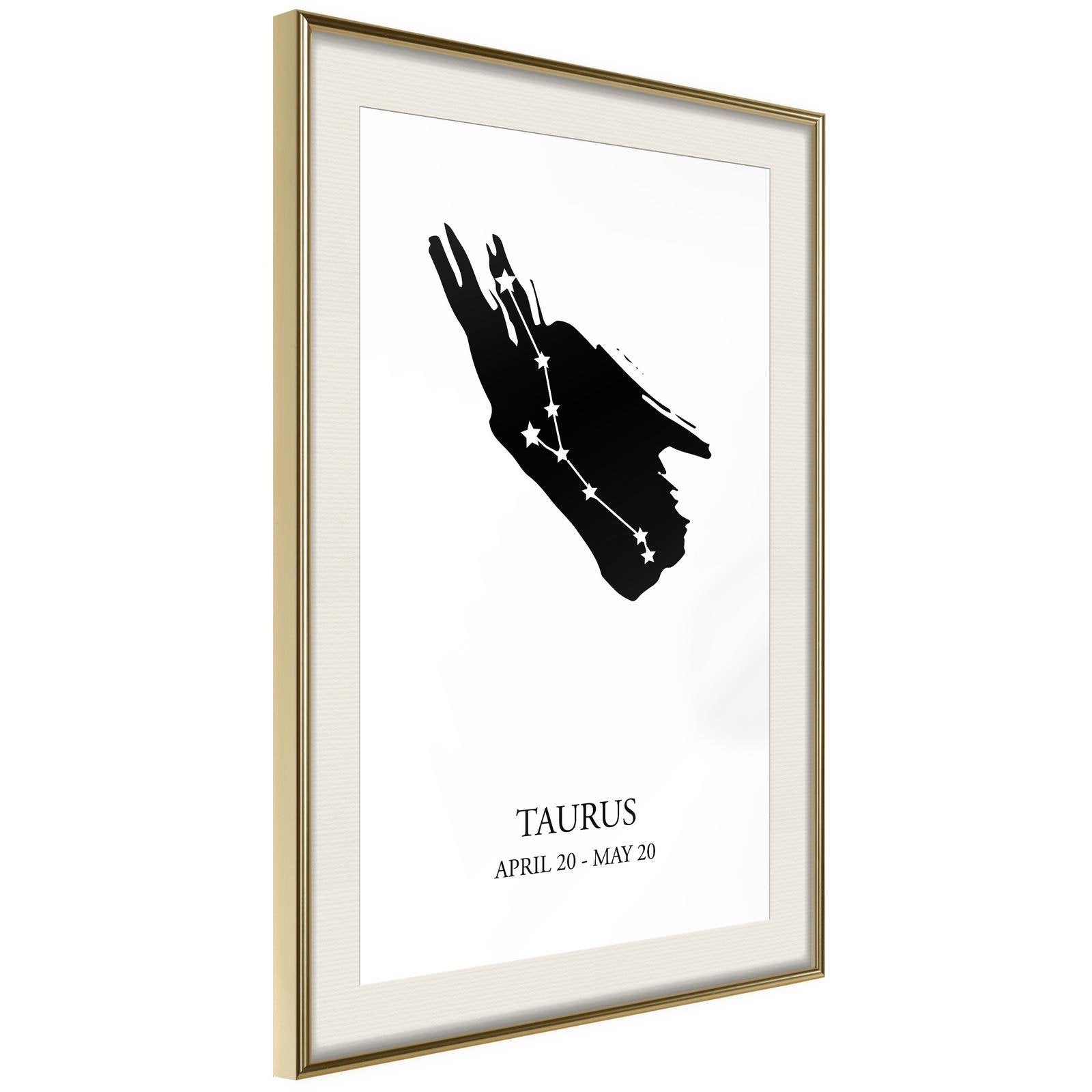 Läs mer om Inramad Poster / Tavla - Zodiac: Taurus I - 30x45 Guldram med passepartout