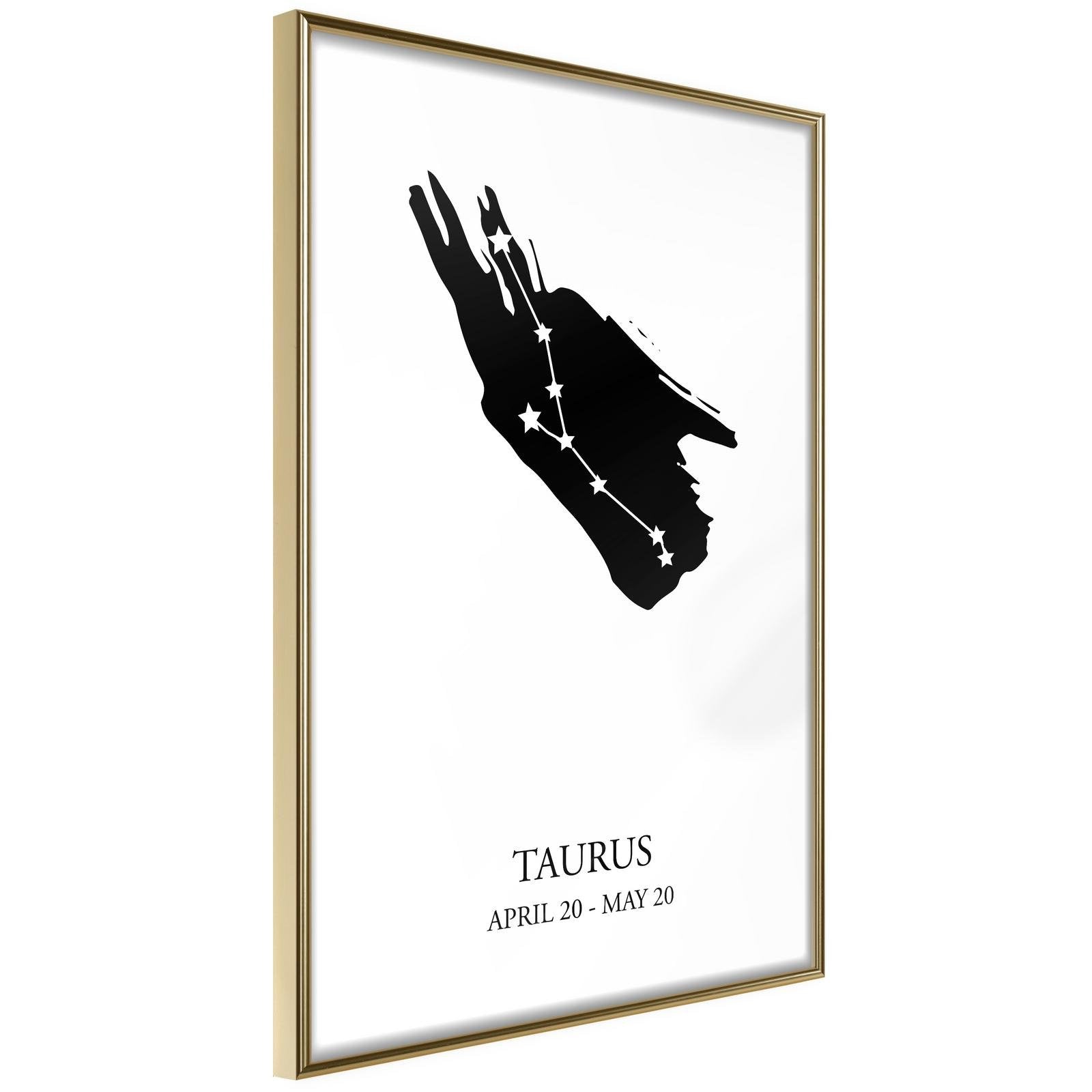 Läs mer om Inramad Poster / Tavla - Zodiac: Taurus I - 40x60 Guldram