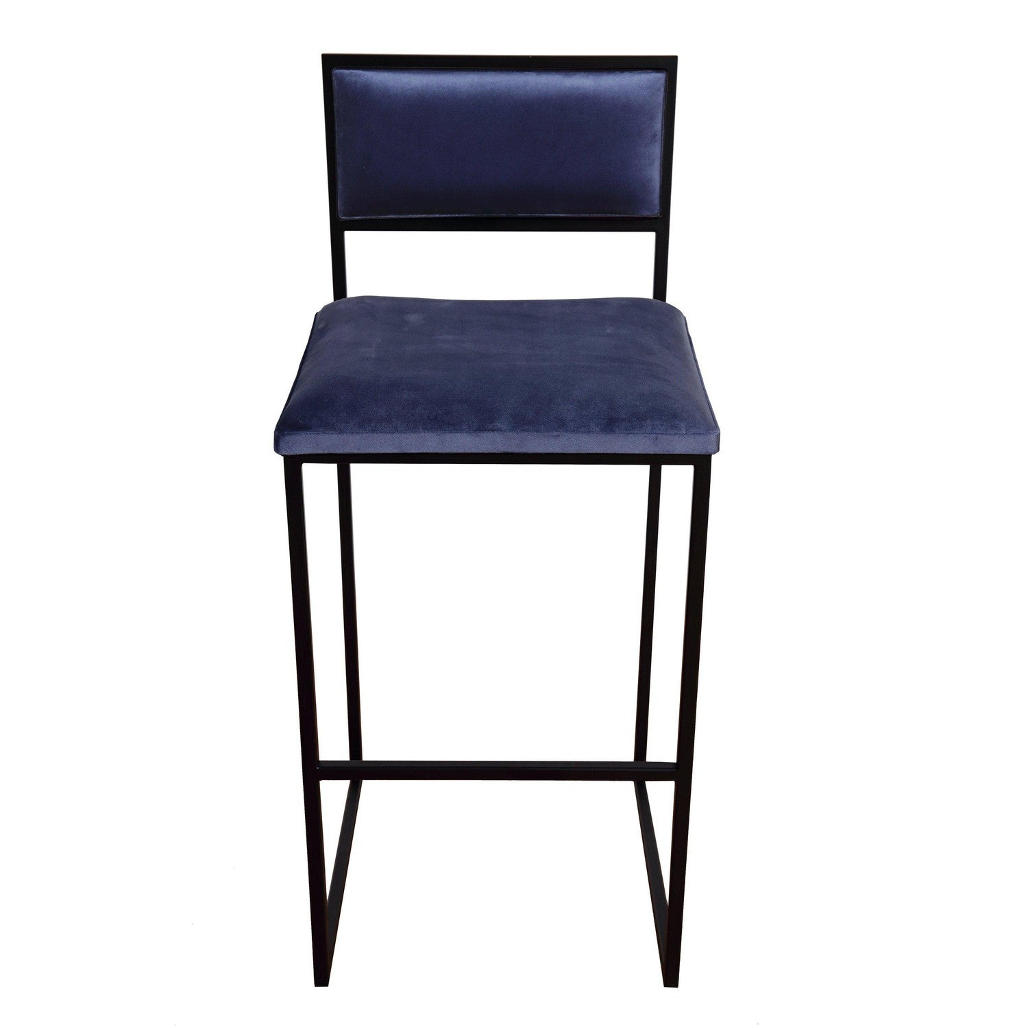 KRALJEVIC BAR CHAIR Barstol med dynor i sammet - Vit Mörkblå 76 cm