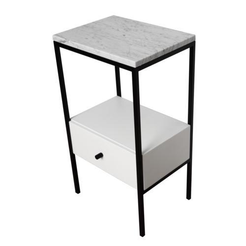 KRALJEVIC BEDSIDE DRAWER Sängbord med låda - Marmor - Carrara Vitlaserad ek