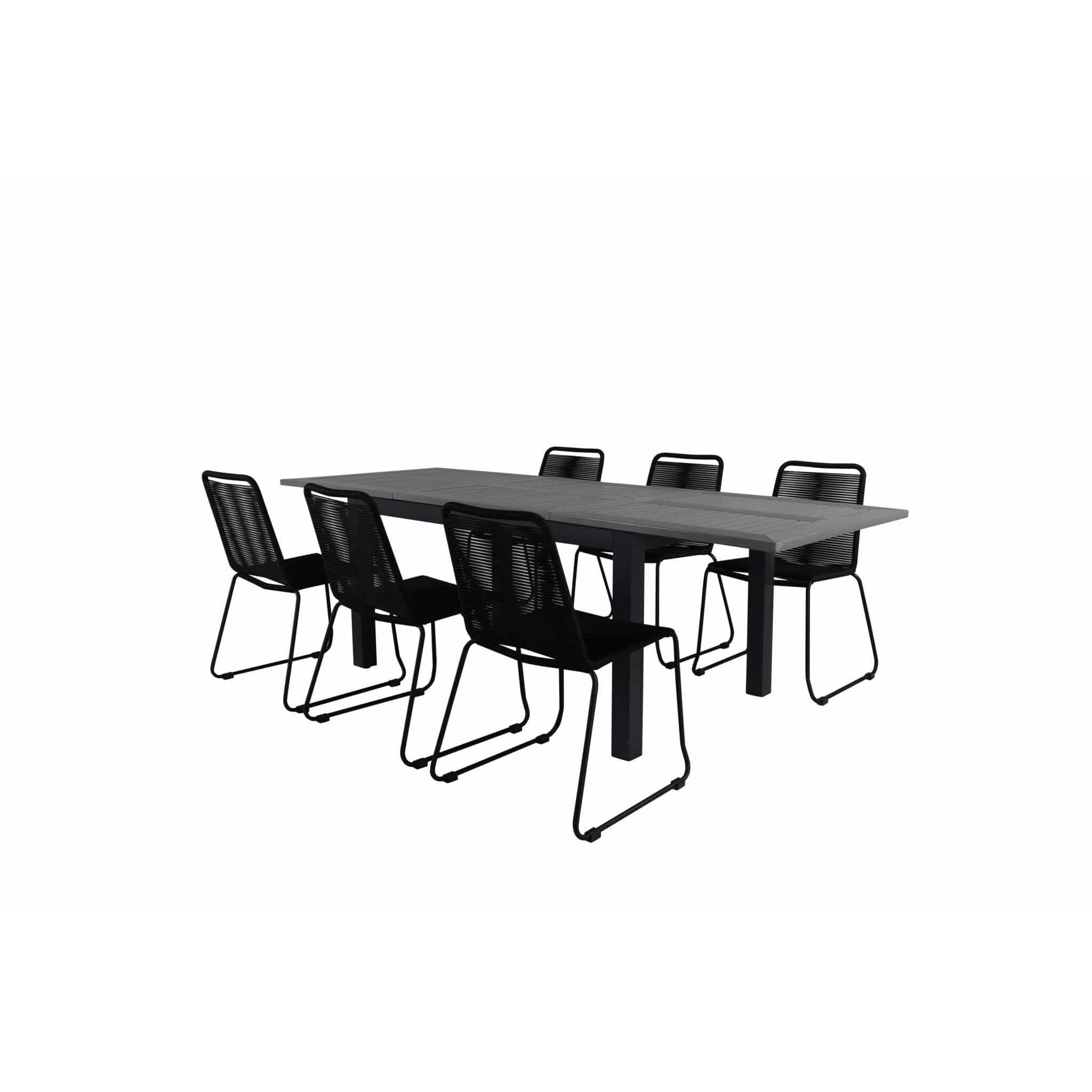 LINDOS ALBANY Matbord 152/210x90 cm + 6 stolar | Utemöbler