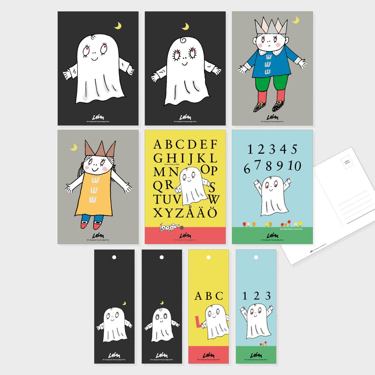 Lilla Spöket Laban MiniPosters / Vykort + Paketkort 10-pack