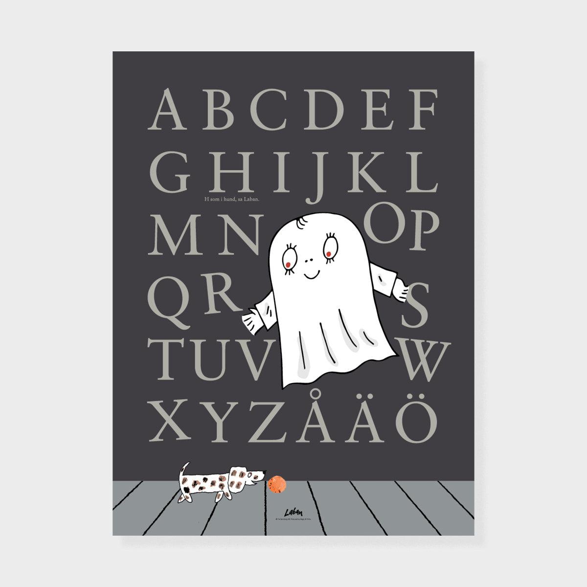 Lilla Spöket Laban Poster - Laban ABC - Mörk - A4