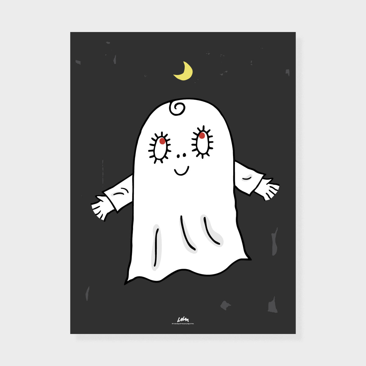 Lilla Spöket Laban Poster - Labolina och månen - A4