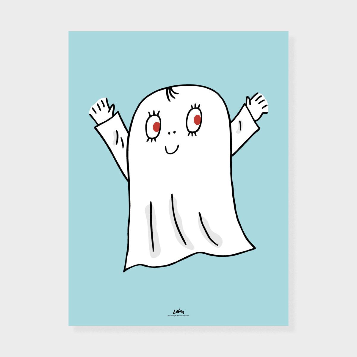 Lilla Spöket Laban Poster - Ljusblå - A4